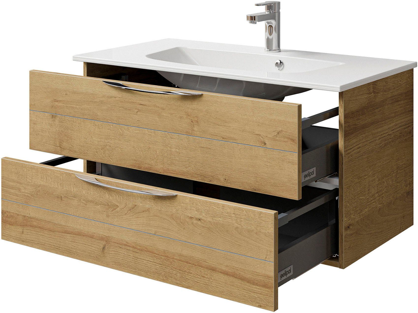 Saphir Wastafelonderkast Serie 6025 mineraalmarmeren wastafel met onderkast, 97 cm breed (2-delig)