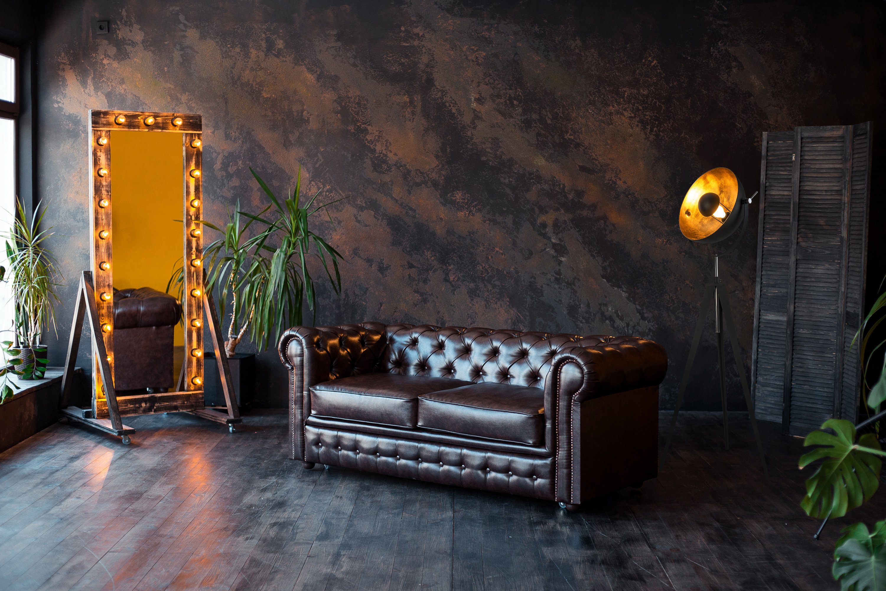 Leonique Staande lamp Elenoire Staande lamp, hoogte verstelbaar, zwart / goudkleur