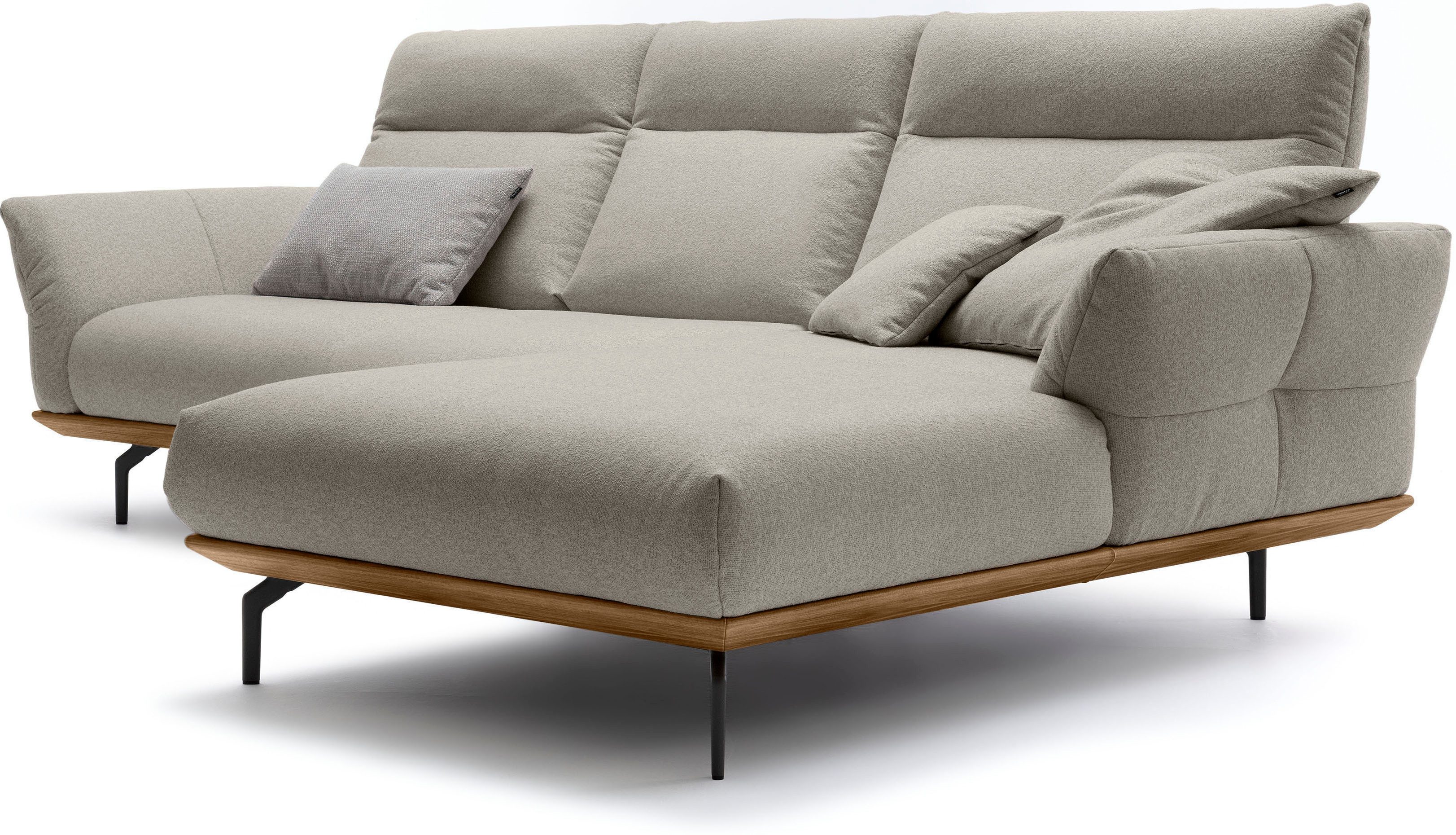 Creation BY ROLF BENZ Hoekbank Hs.460 Sokkel in walnotenhout, onderstel in umbra grijs, breedte 298 cm