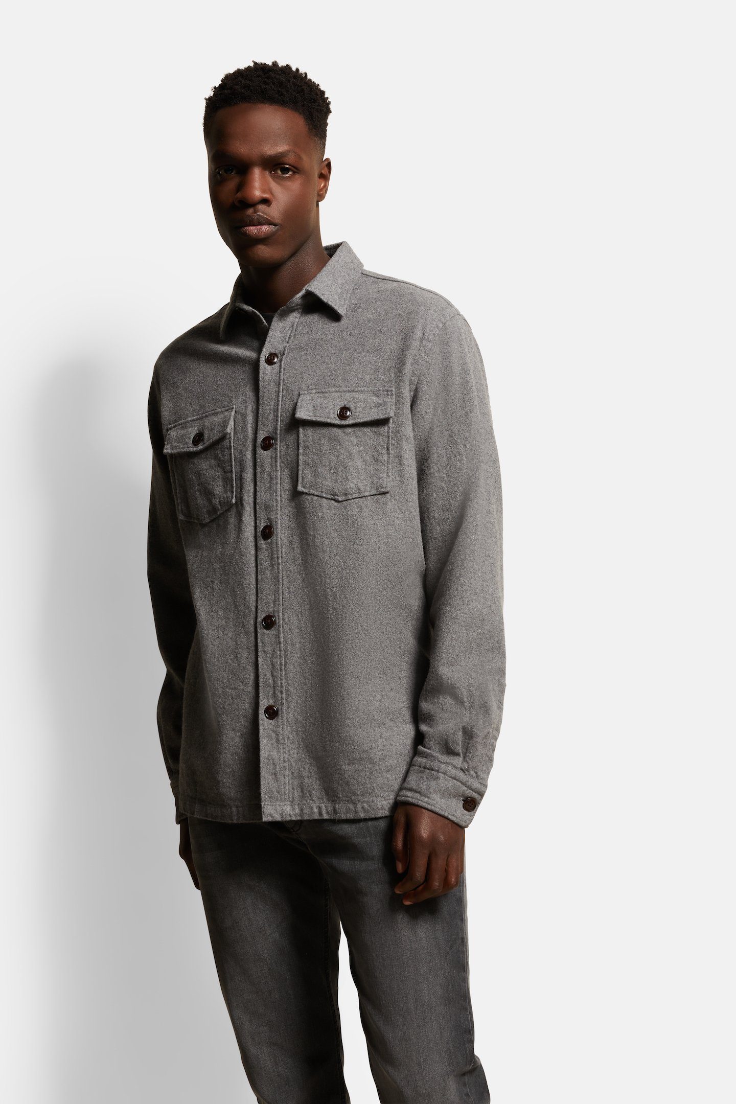 Bugatti Overhemd met lange mouwen Overshirt met opgestikte zakken heren overhemden maat M grijs