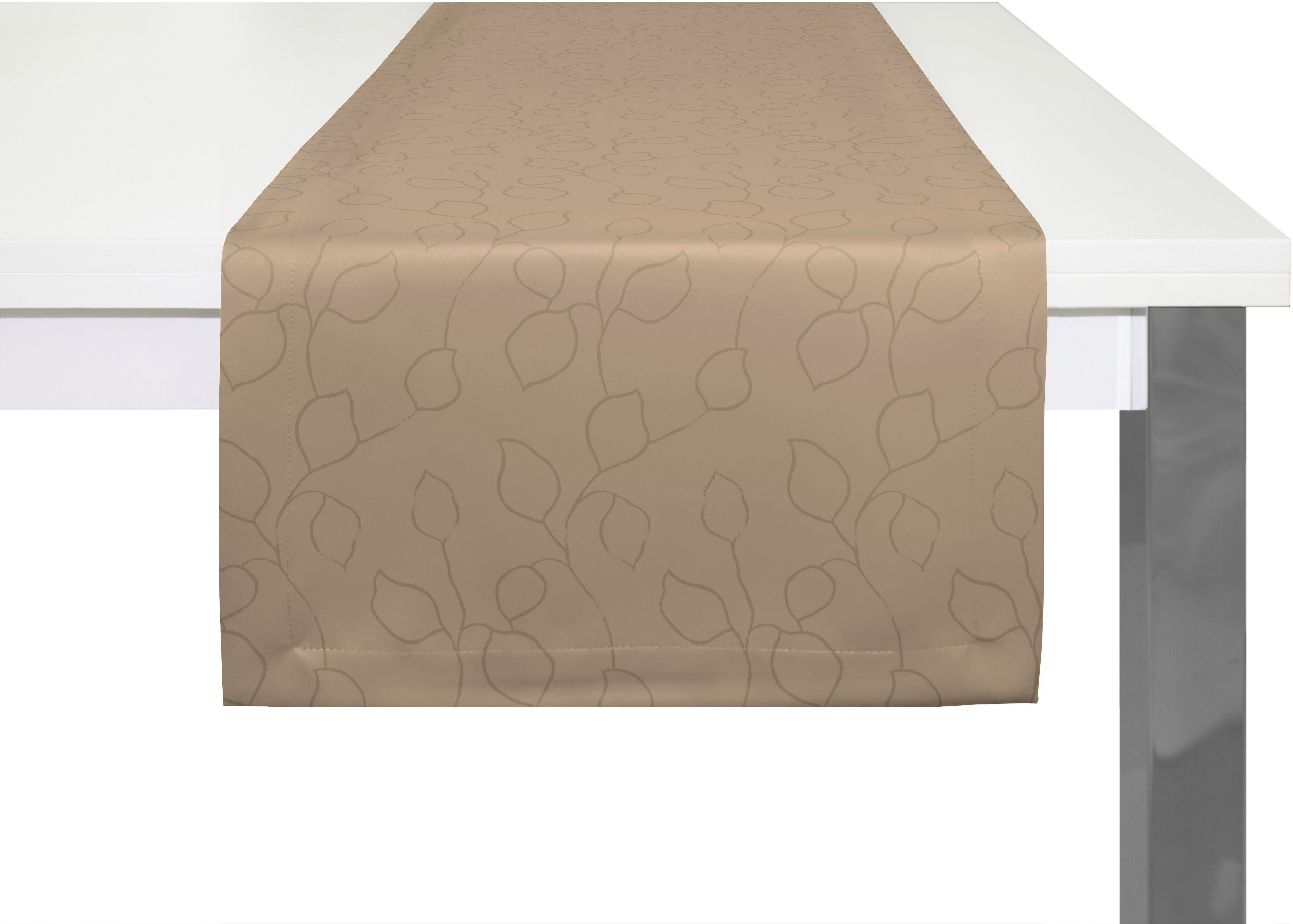 Wirth Tafelloper Westport Made in Germany, Jacquard decoratiestof, bladontwerp, onderhoudsvriendelijk (1 stuk) tafelkleden bruin