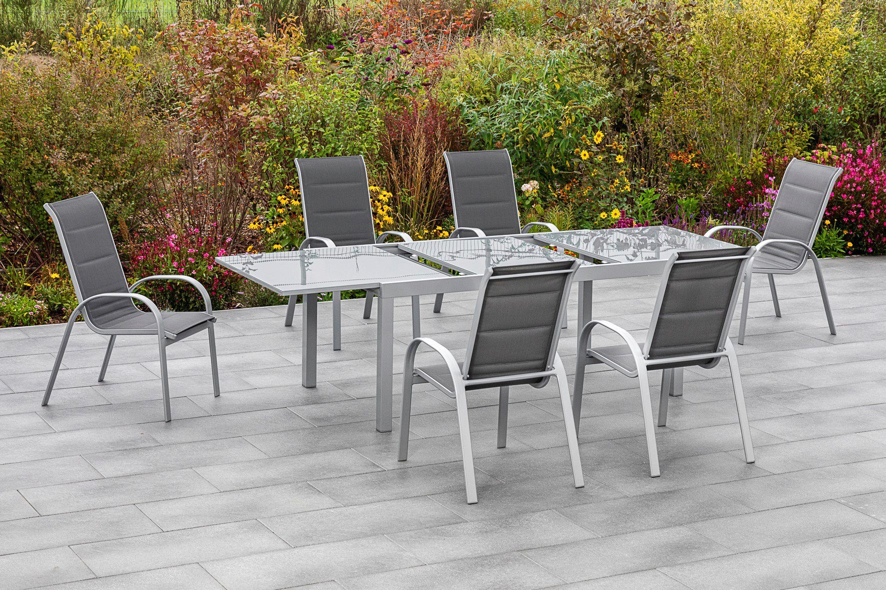 MERXX Tuin-eethoek Amalfi di lusso 6 fauteuils met tafel (7-delig)