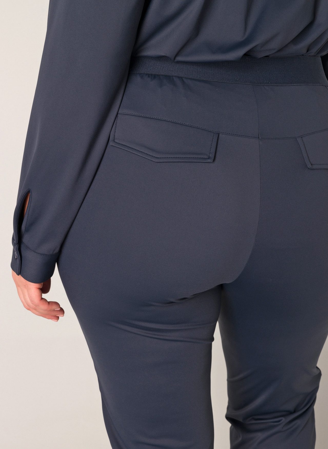 Base Level Curvy Stoffen broek Liana met stretch en koord, in jeggings-stijl dames harembroeken maat 44 blauw
