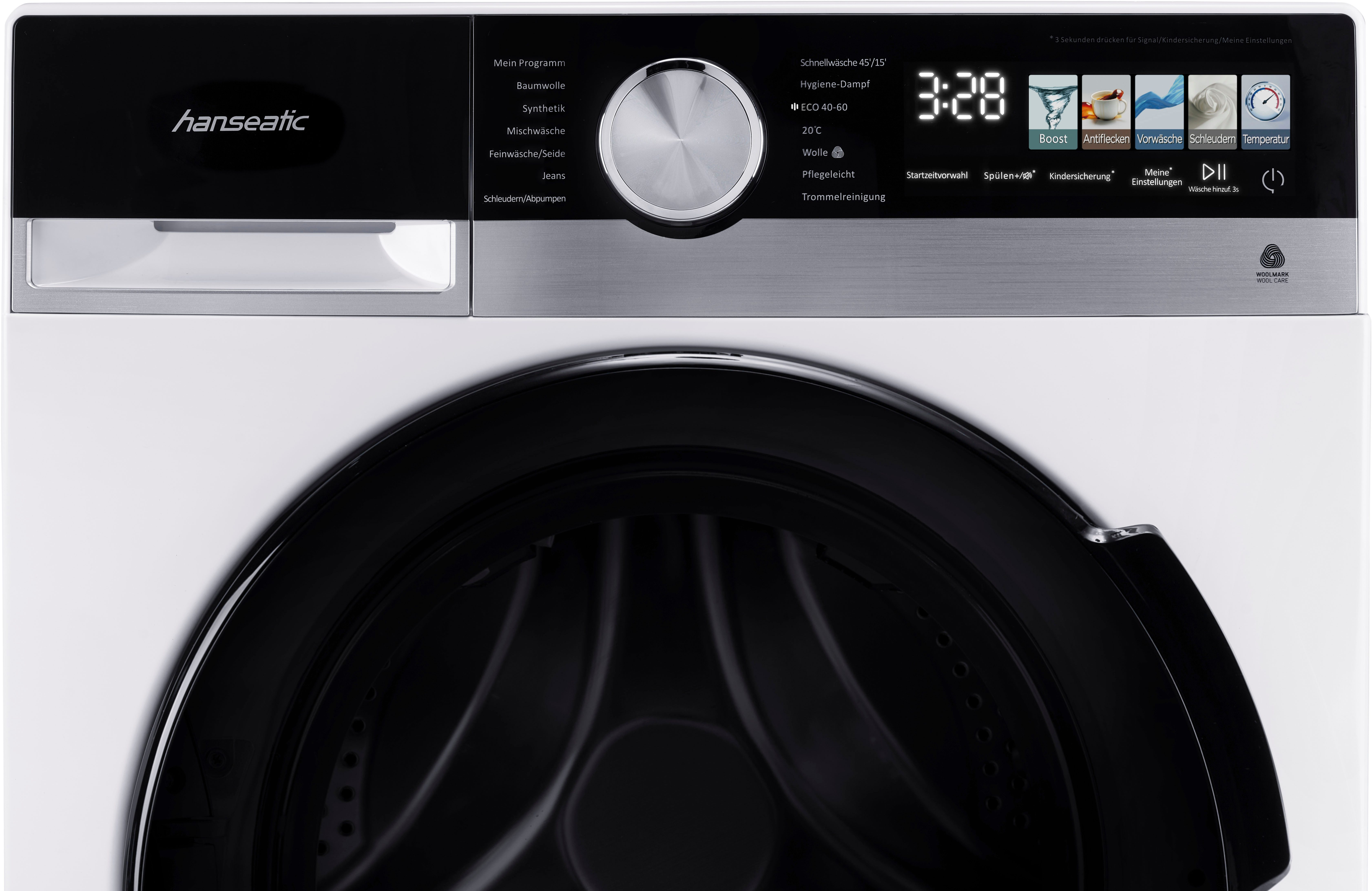 Hanseatic Wasmachine HWMM5714A3, 7 kg, Touch-kleurendisplay, Snelwasprogramma, Stoomfunctie