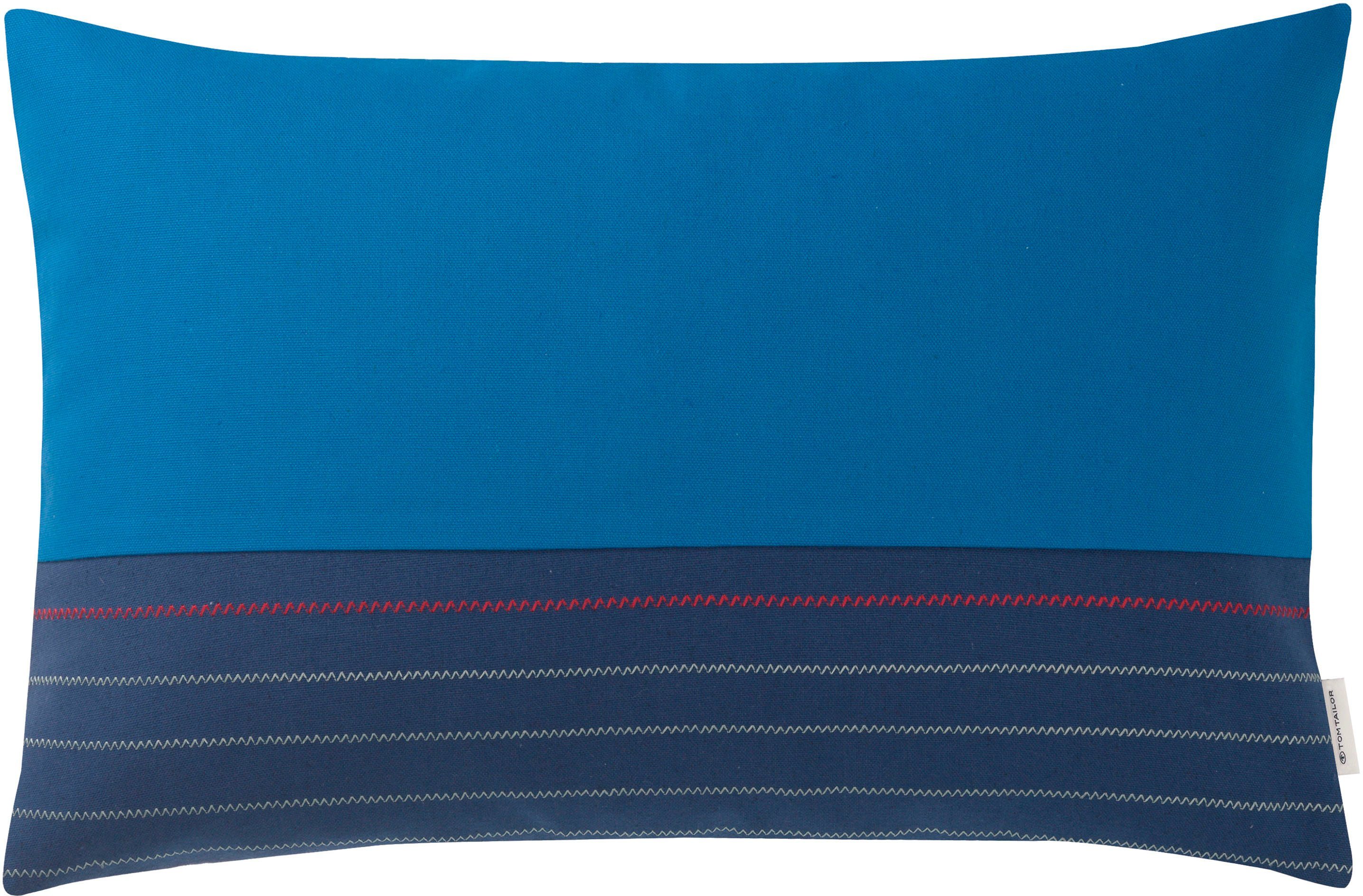 TOM TAILOR HOME Kussenhoezen Zig Zag Lines met borduurwerk (1 stuk) kussenovertrekken blauw