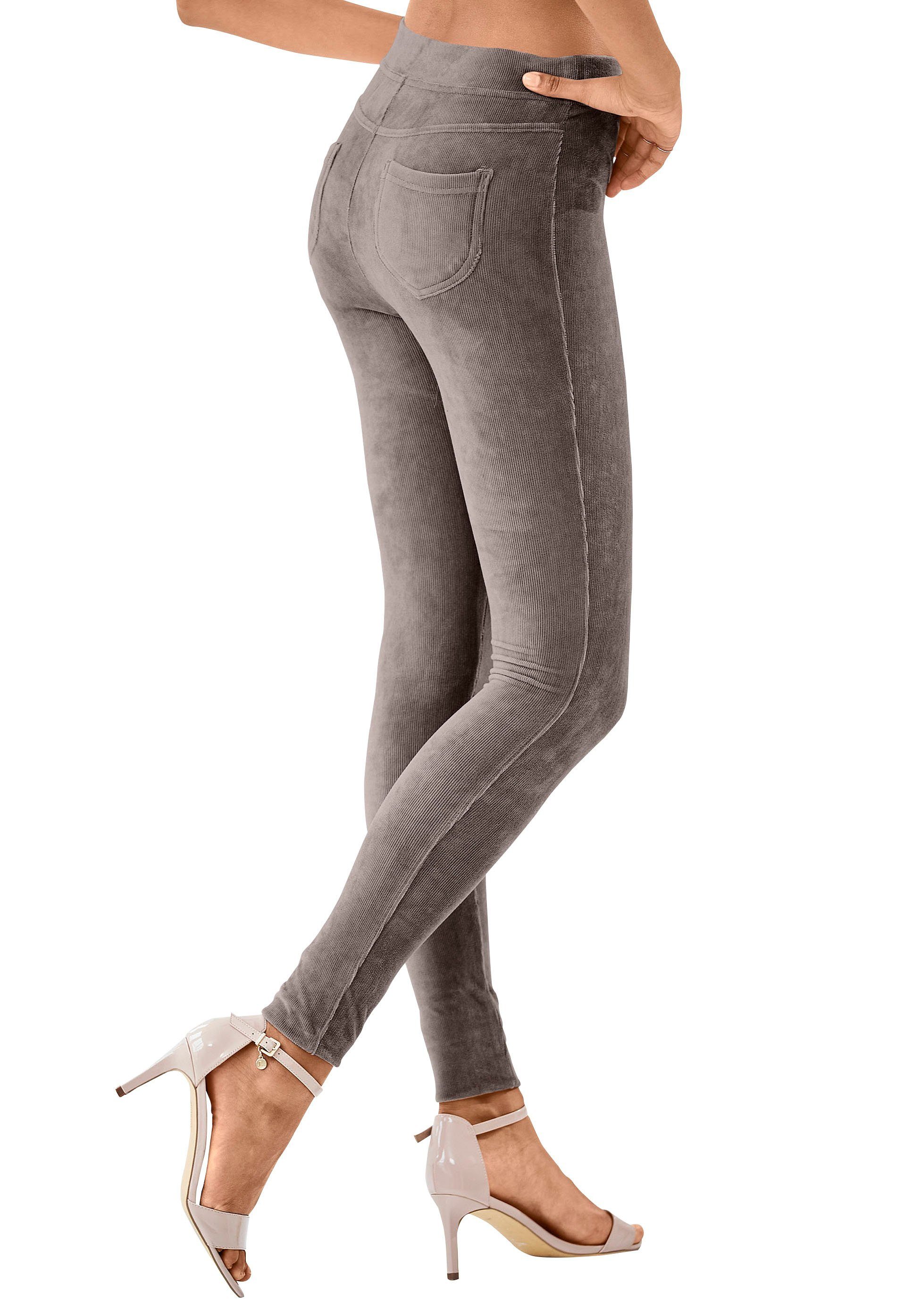 Lascana Legging uit zacht materiaal in cordlook, loungewear