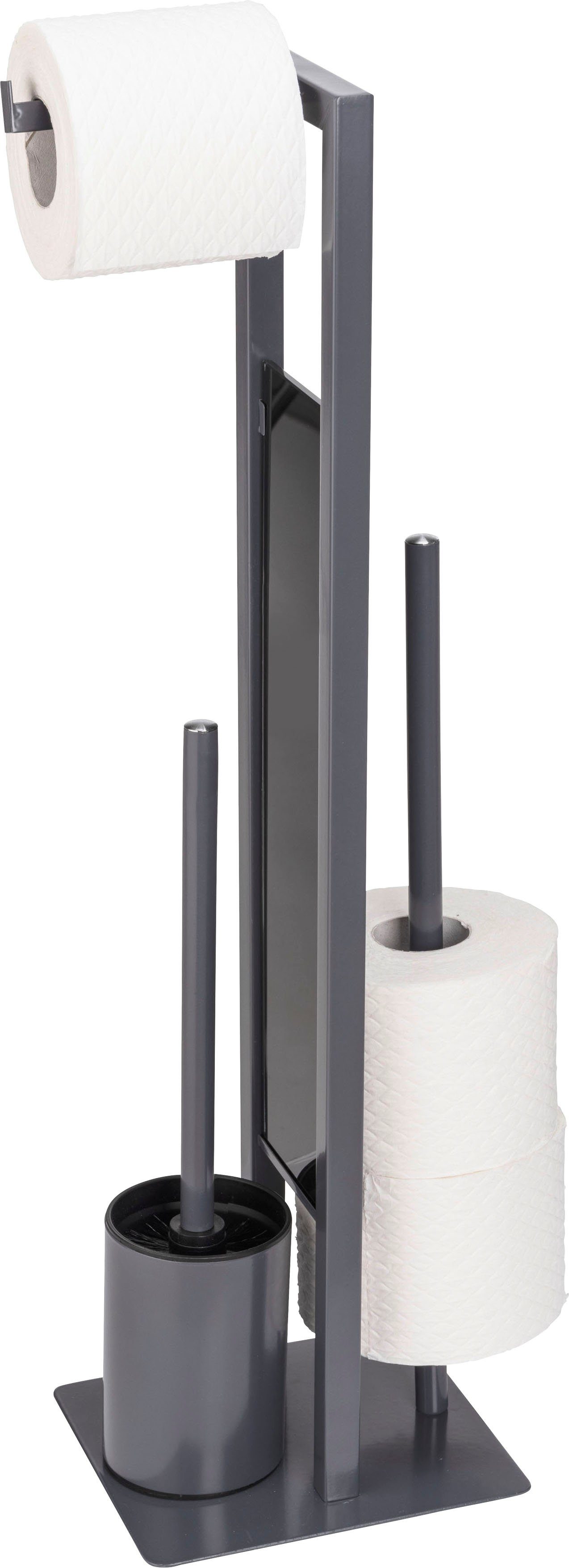 WENKO Toiletset Rivalta grijs, plaat van veiligheidsglas