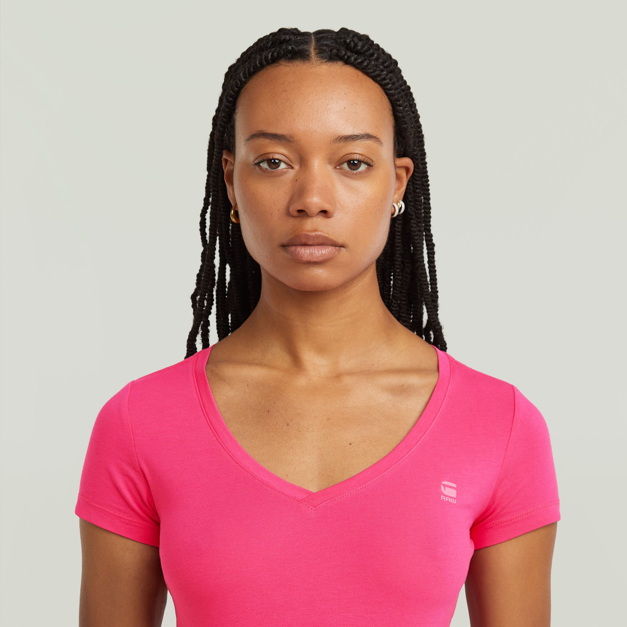 G-Star RAW Shirt met V-hals Base v t wmn cap sl met kleine logoprint voor