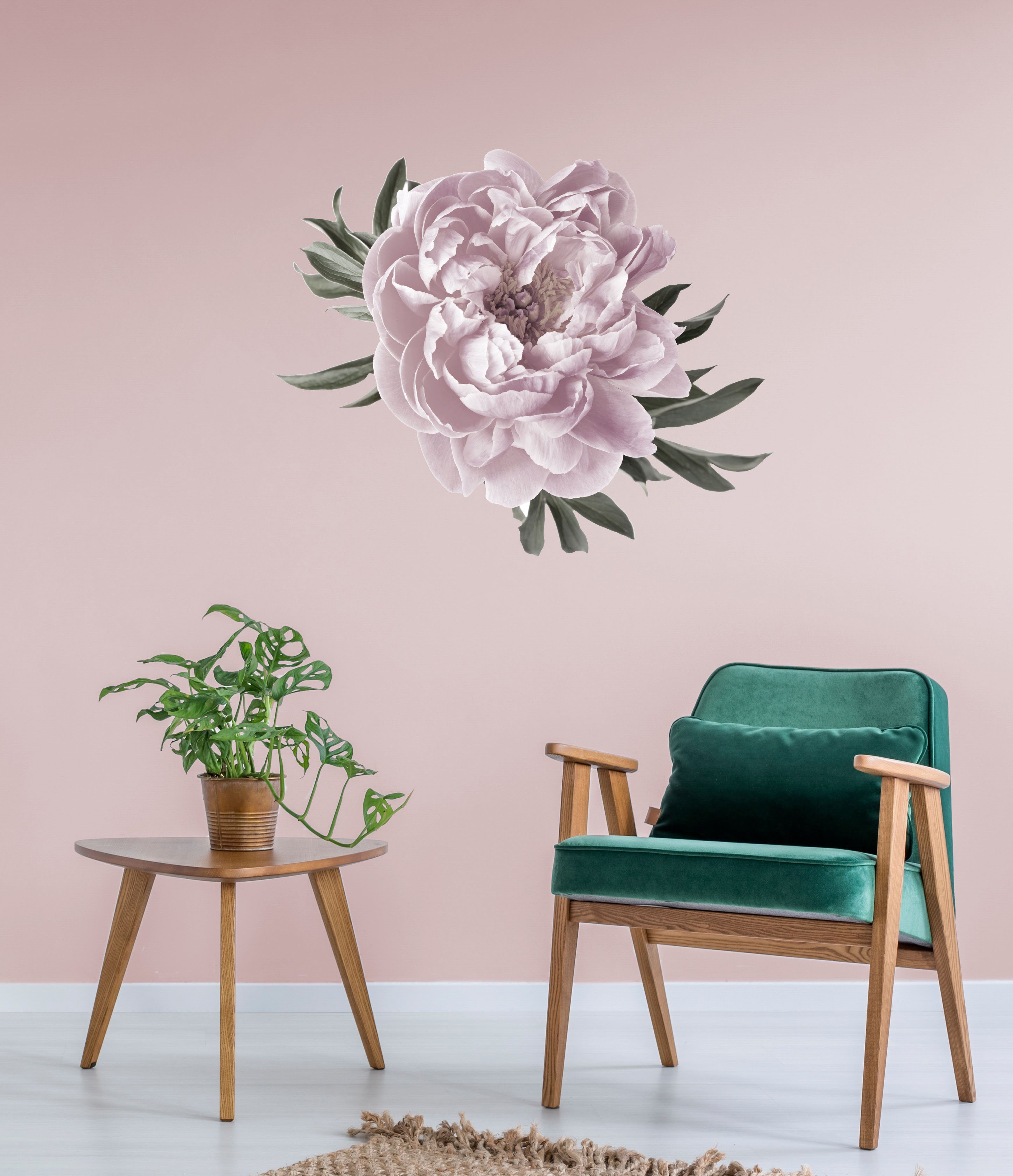 queence Wandfolie AMELIE Muurdecoratie, sticker, roze, bloem, bloei, zelfklevend (1 stuk)