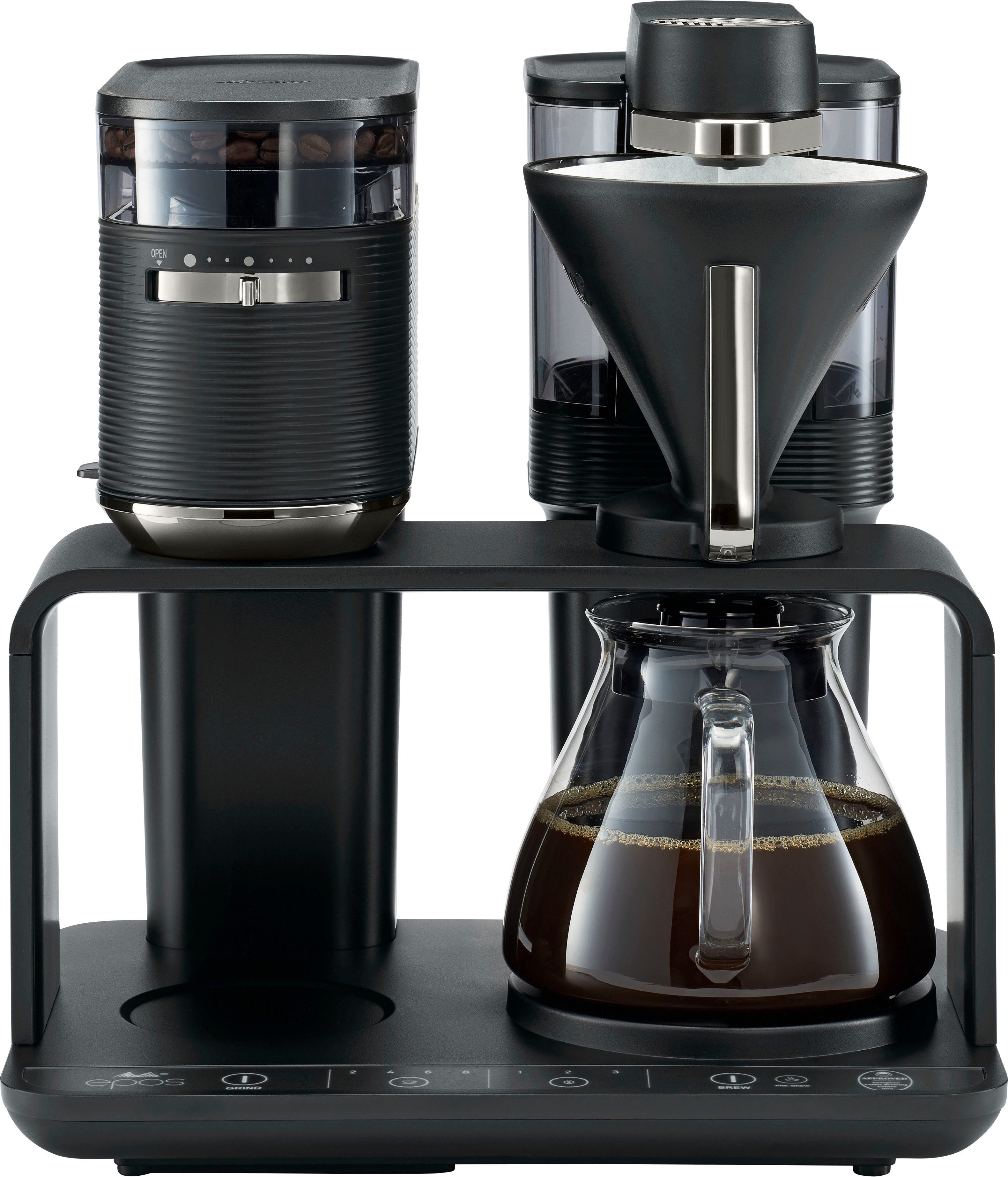 Melitta Koffiezetapparaat met maalwerk EPOS® 1024-03 zwart / zilver 360° draaibare watertuit, 1 l