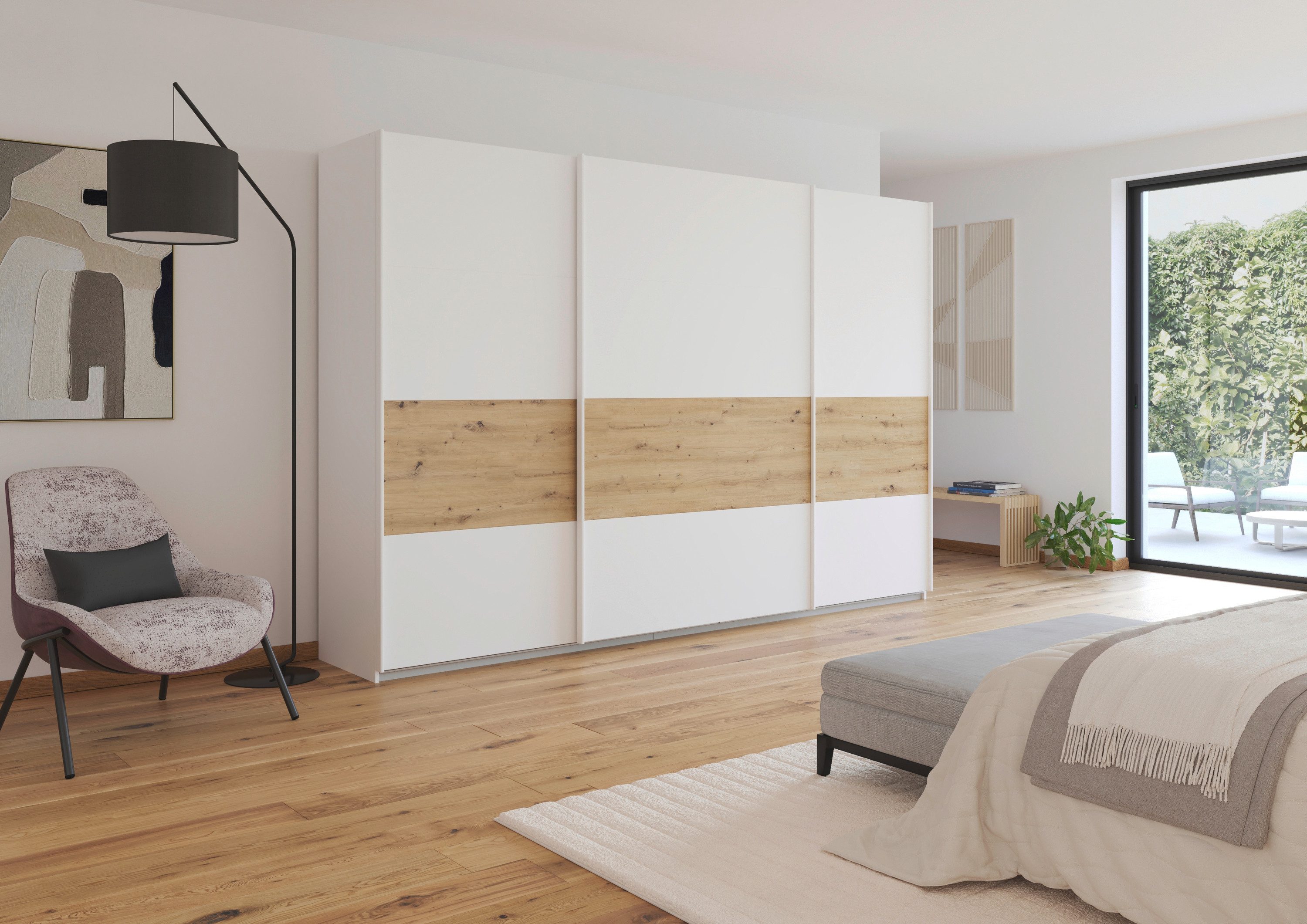 rauch Schuifdeurkast Kledingkast Kast Garderobe CORTONA inclusief indeling, 2 stoffen dozen en extra planken