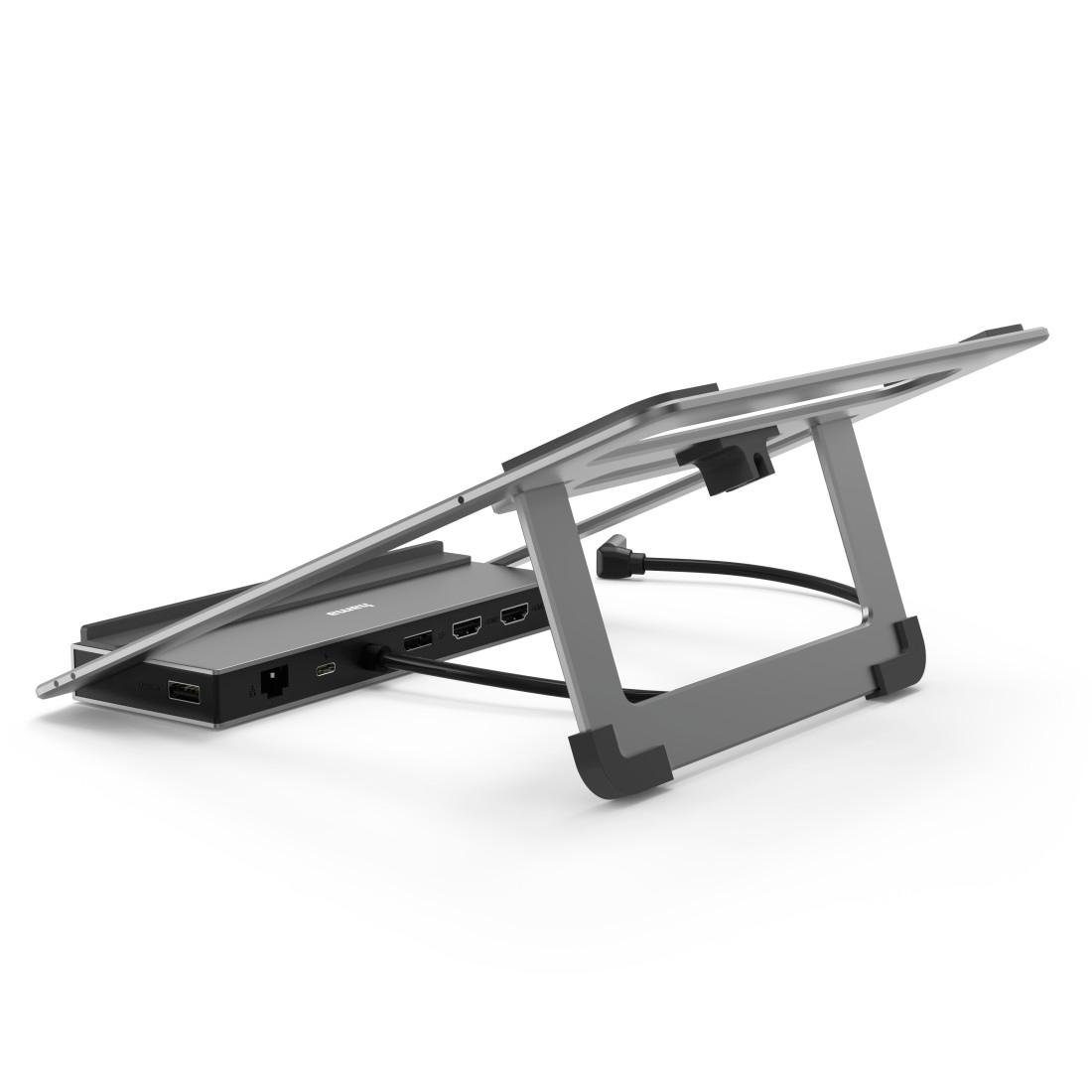 Hama Laptop-dockingstation USB-C dockingstation, stand notebook houder 12 poorten voor laptop 4x usb-a, 3x usb-c, 2x hdmi, 1x displayport, 1x lan, 1x 3,5mm audio aux