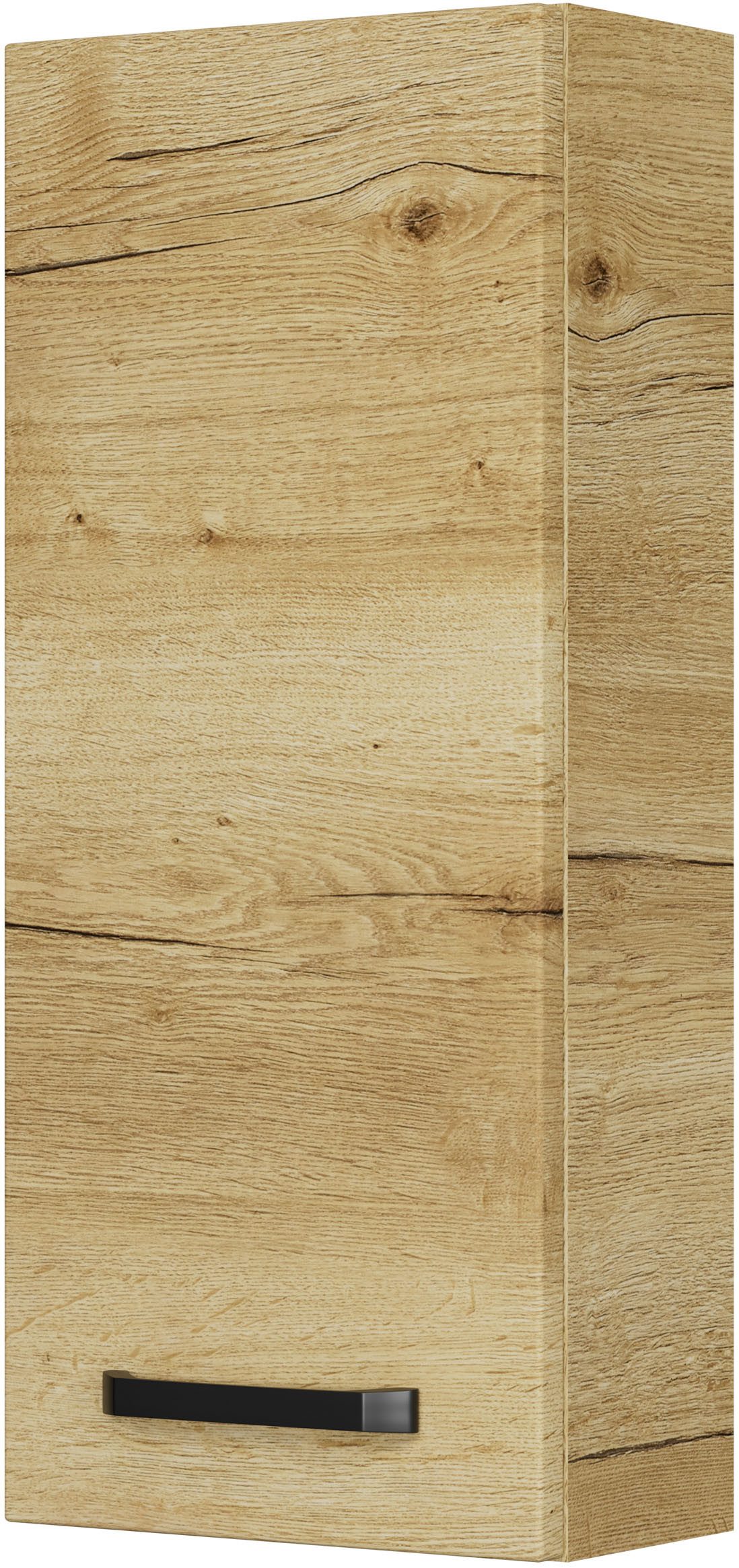 Saphir Hangkast Serie 4010 wand-badkamerkast 30 cm breed met 1 deur, 2 glazen planken opbergkasten bruin