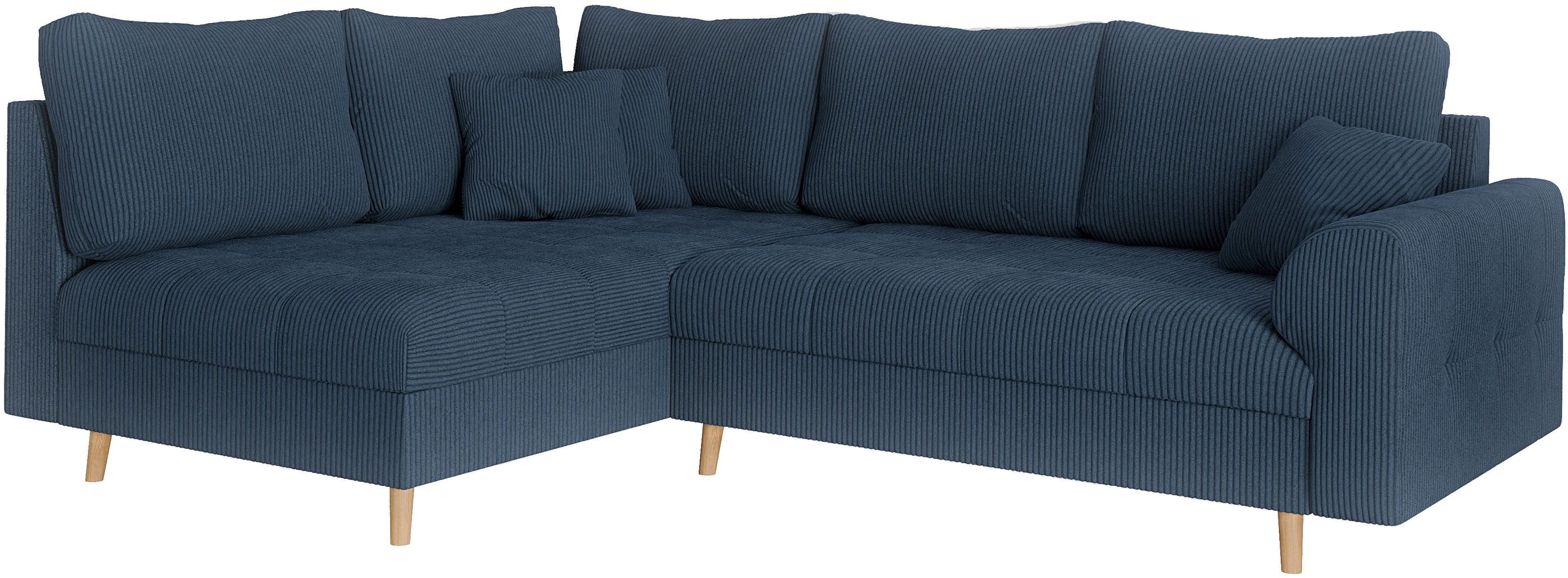 Home affaire Hoekbank CHARRE L-vorm met ottomane, afmetingen B/D/H: 231/161/81 cm fijne stiksels, losse rug- en sierkussens, ook in cord en bouclé