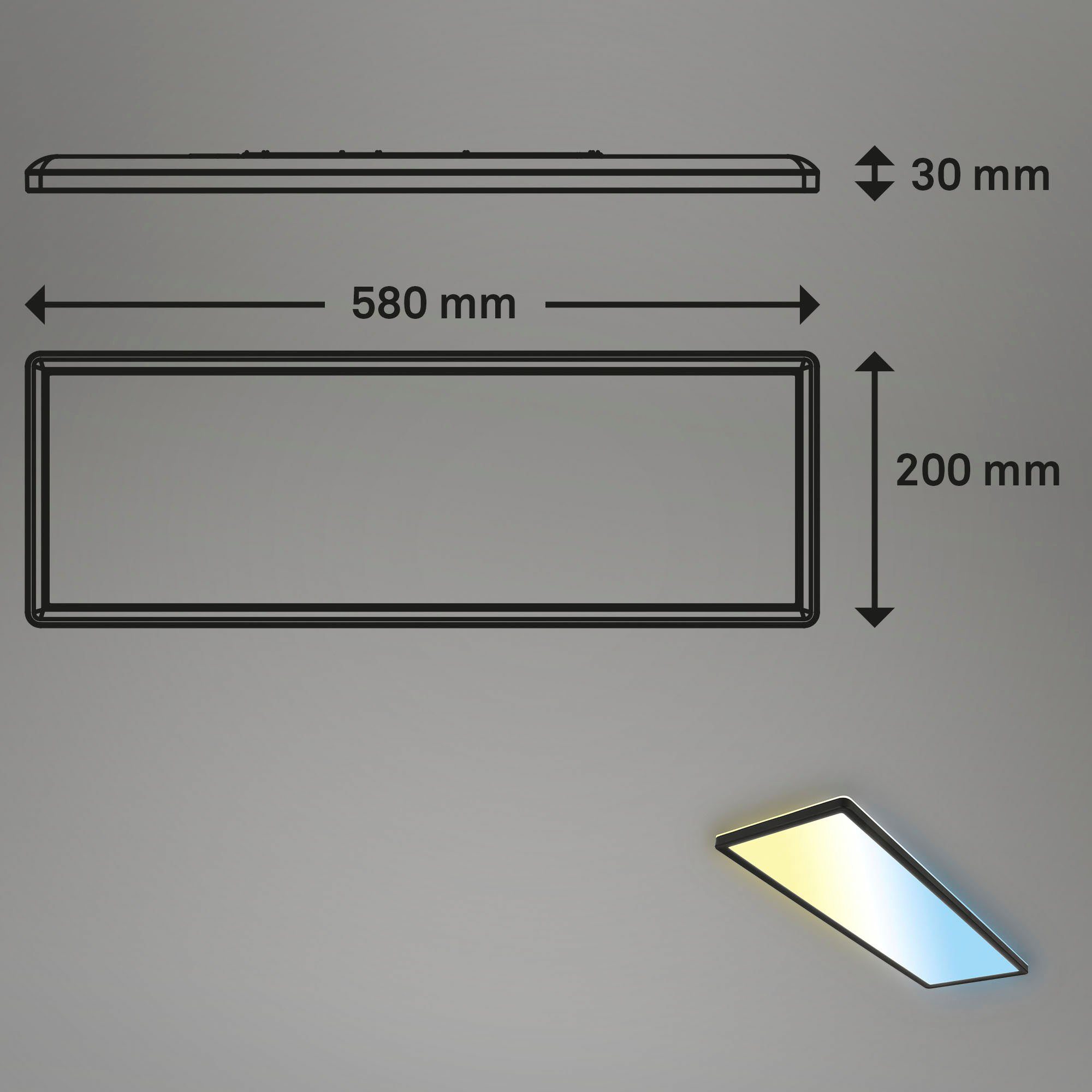 Briloner Leuchten Led-paneel 7403015 SLIM Plafondlamp, 58x20x3 cm, zwart, 23W, woonkamer, slaapkamer, keuken