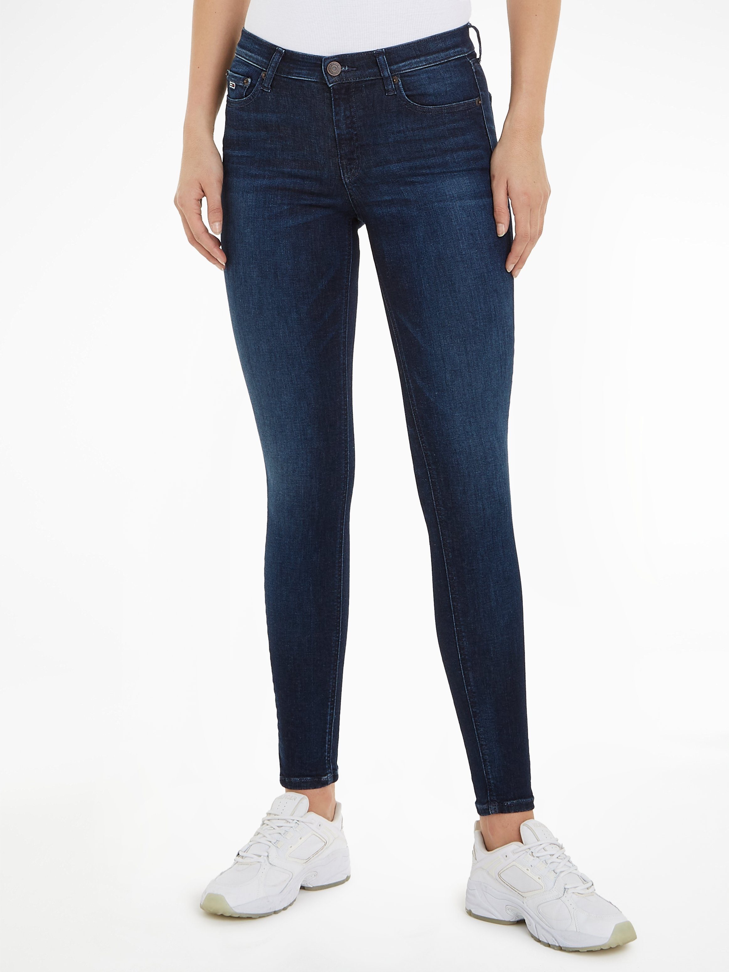 Tommy Jeans Skinny fit jeans met labelstitching model 'NORA'