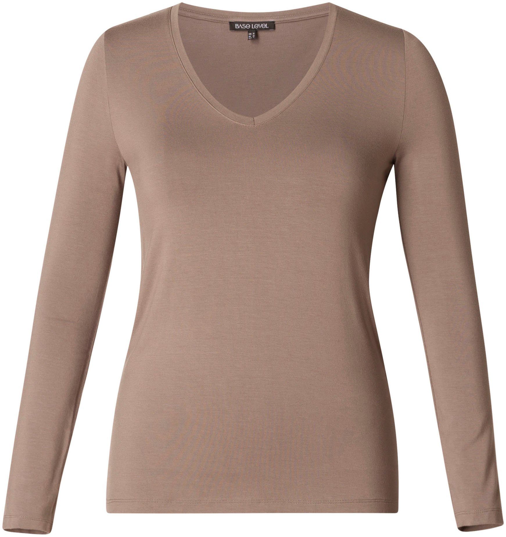 Base Level Curvy Shirt met lange mouwen met v-hals