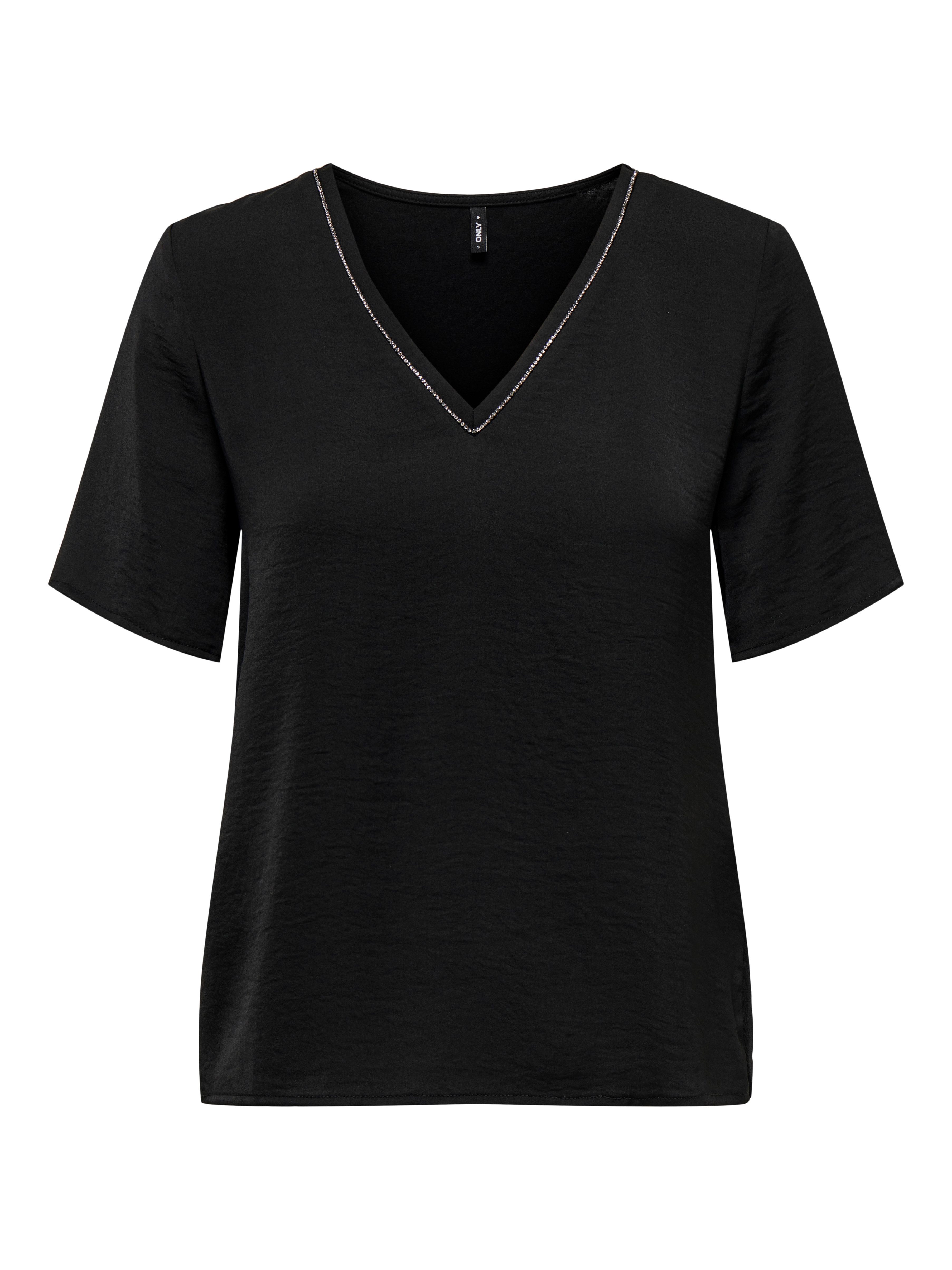 Only Shirt met V-hals ONLAVA LIFE S/S CHAIN V-NECK TOP JRS