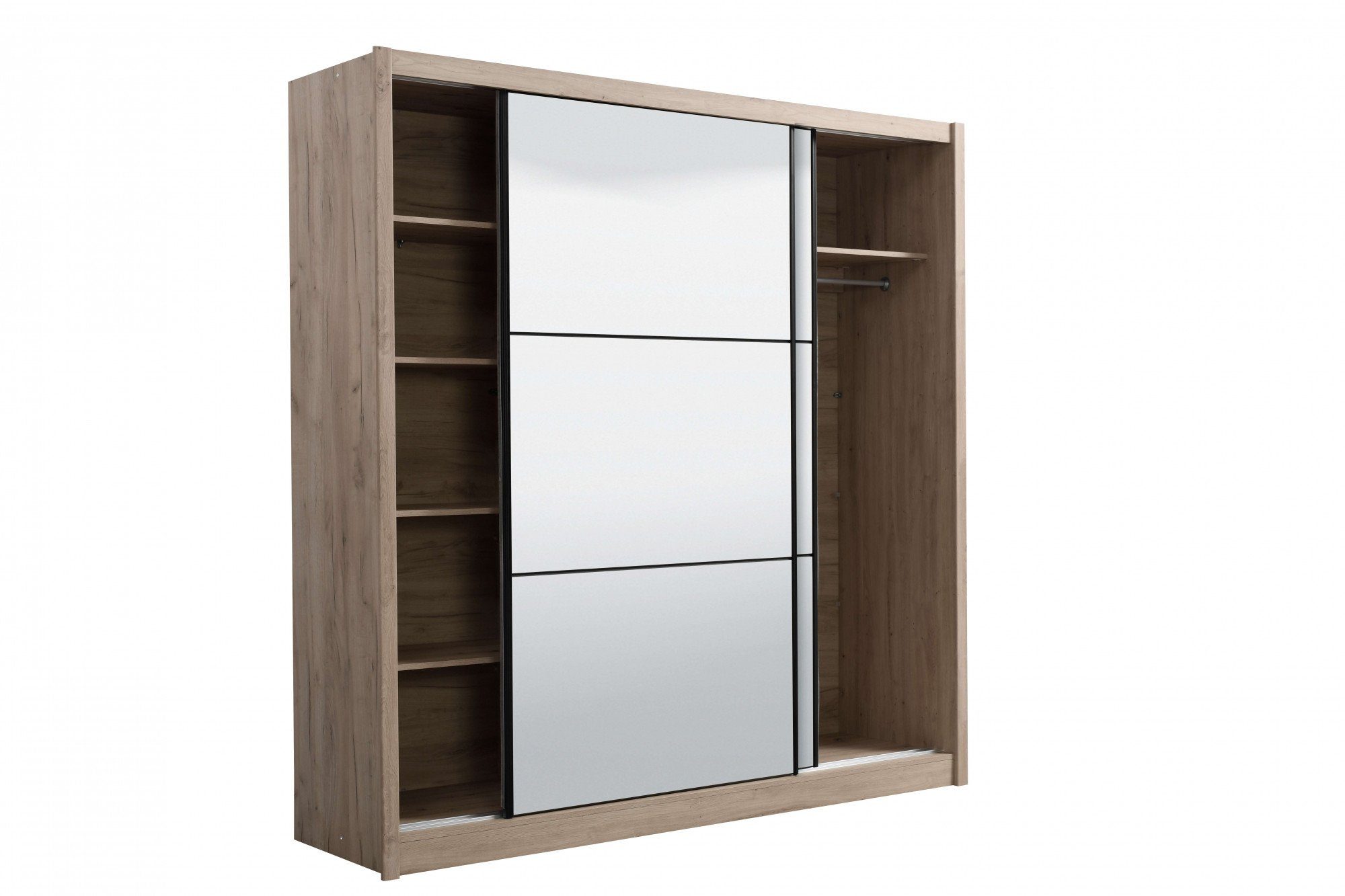 INOSIGN Schuifdeurkast Navara kledingkast met spiegel linnenkast met volledige spiegelfront, fsc®-gecertificeerd, 213,5x215,5x61cm