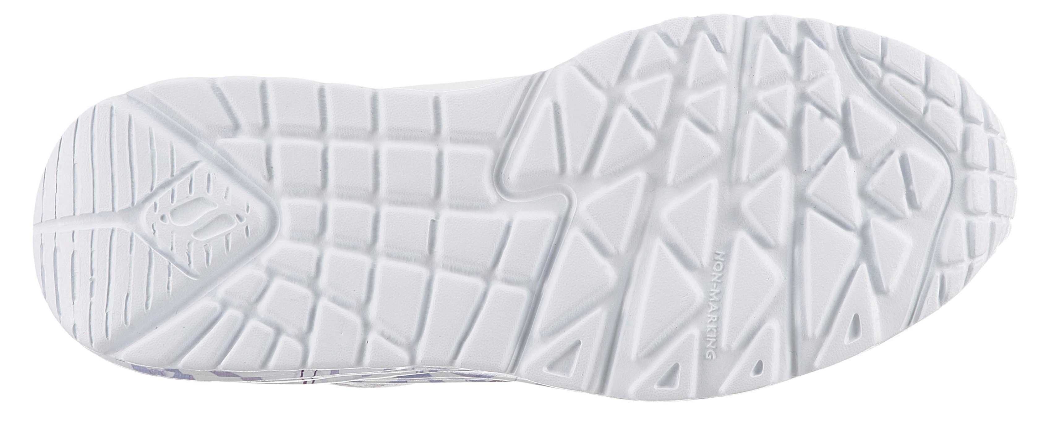 Skechers Sneakers UNO LITE - SPREAD THE WORLD veterschoen met schattige hartjesprint, maat sjabloon om te downloaden