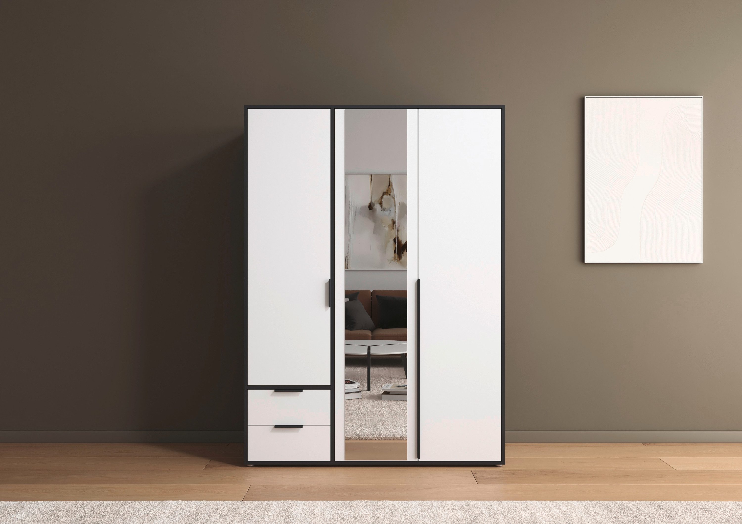 rauch Draaideurkast Kledingkast Kast Garderobe Wasmand NAGATA met Spiegel und schubladen sowie stangengriffen topseller made in germany