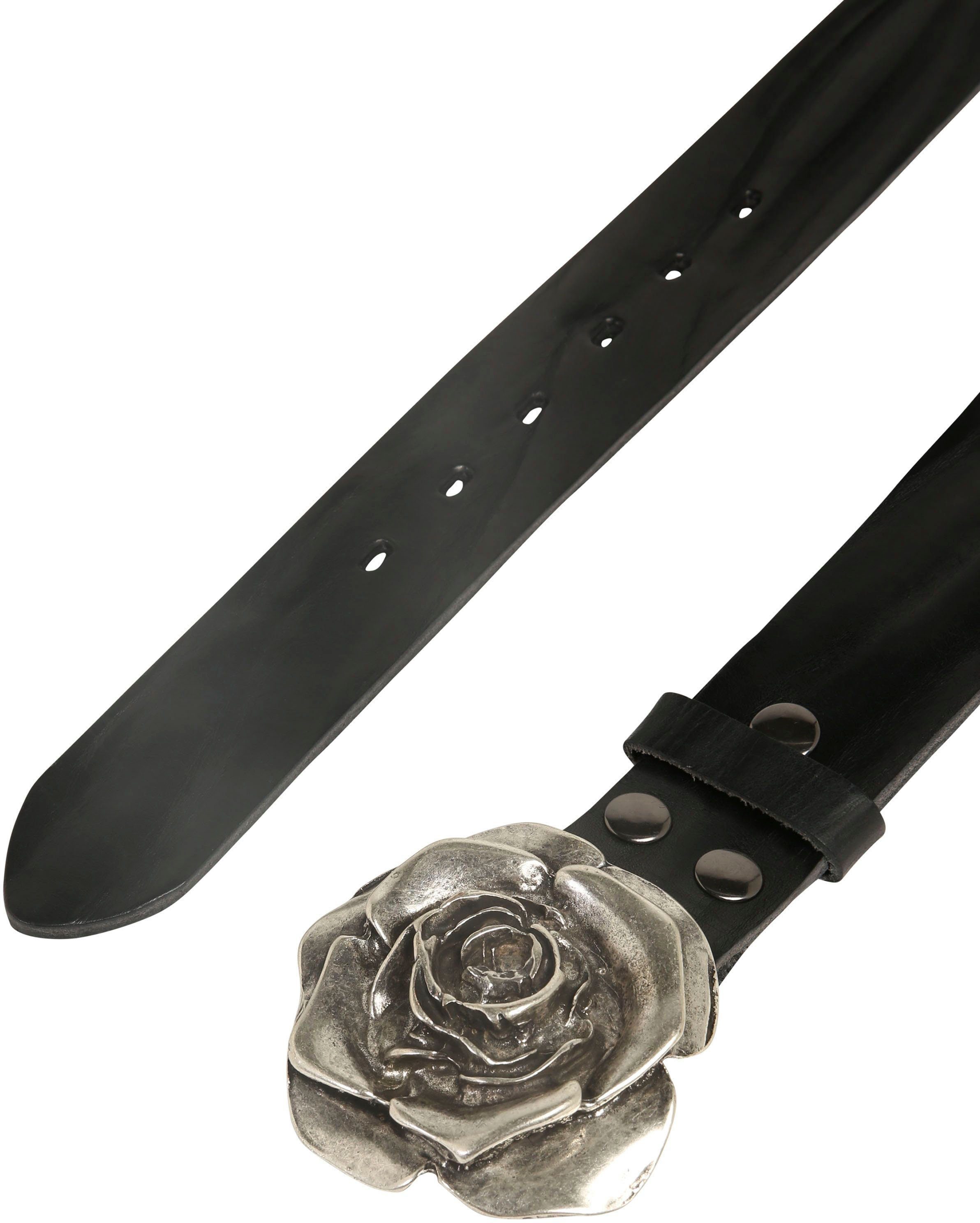 RETTUNGSRING by showroom 019° Leren riem met verwisselbare sluiting >roos<