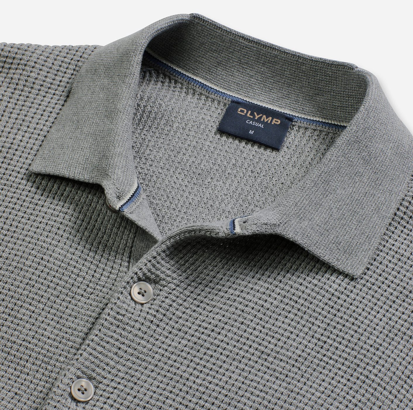 OLYMP Trui met polokraag Waffle Structure Pullover gestructureerd, effen, regular fit, gebreid