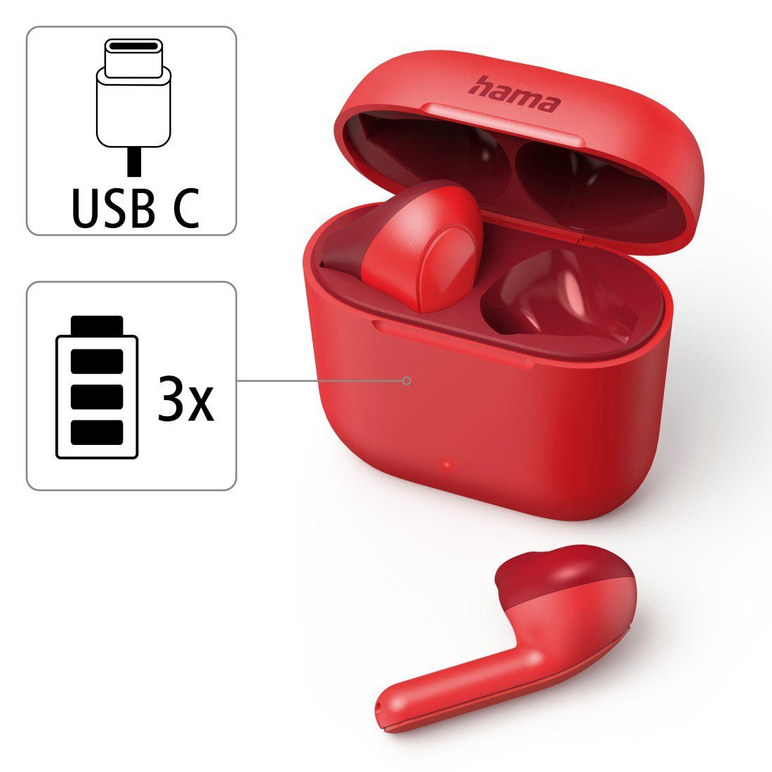 Hama Bluetooth-hoofdtelefoon Bluetooth® True Wireless hoofdtelefoon, oordopjes, Autopairing, Apple Siri