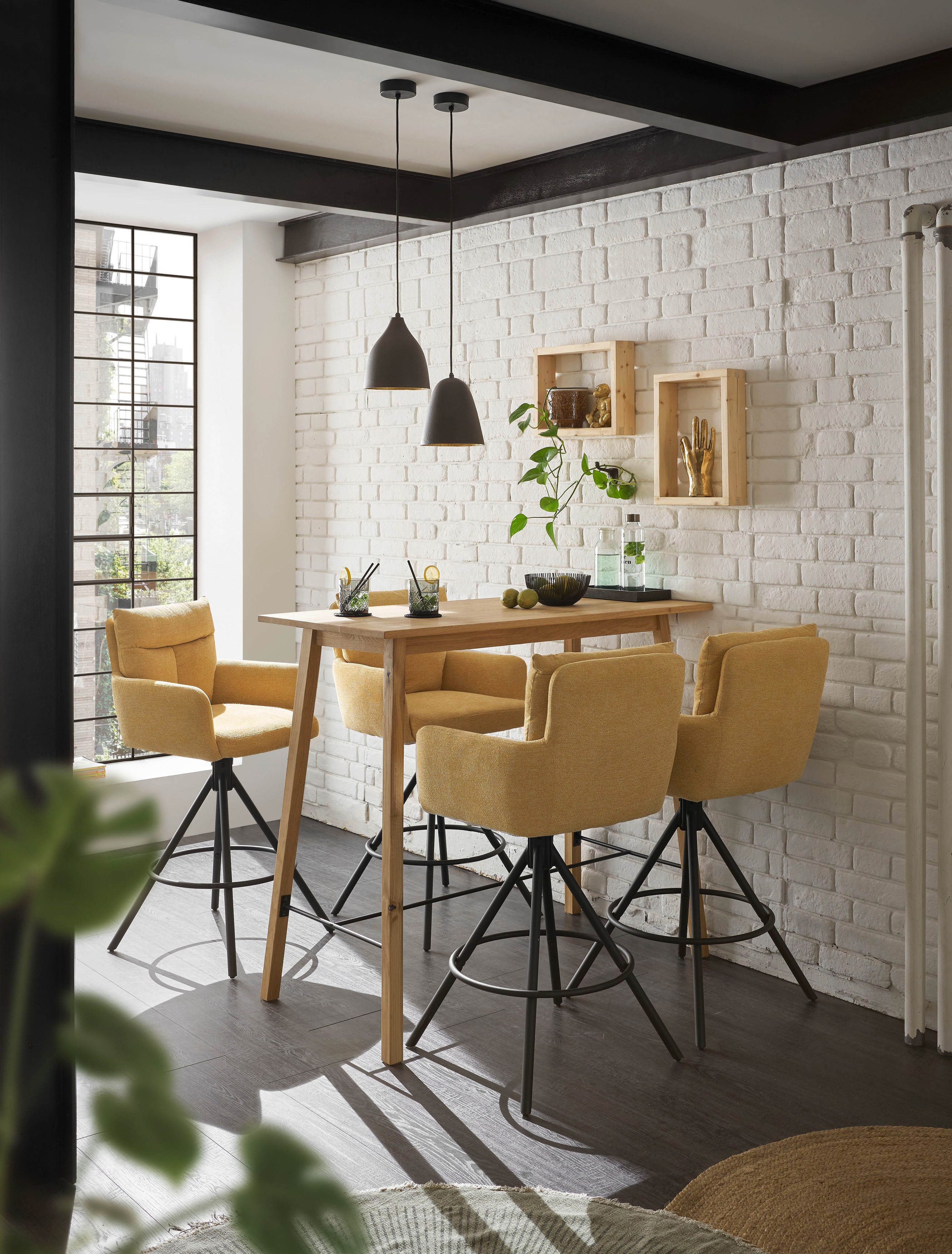 Stolkom Bartafel Jules eik massief hout geolied, hoge tafel BxHxD 120x104x60 cm