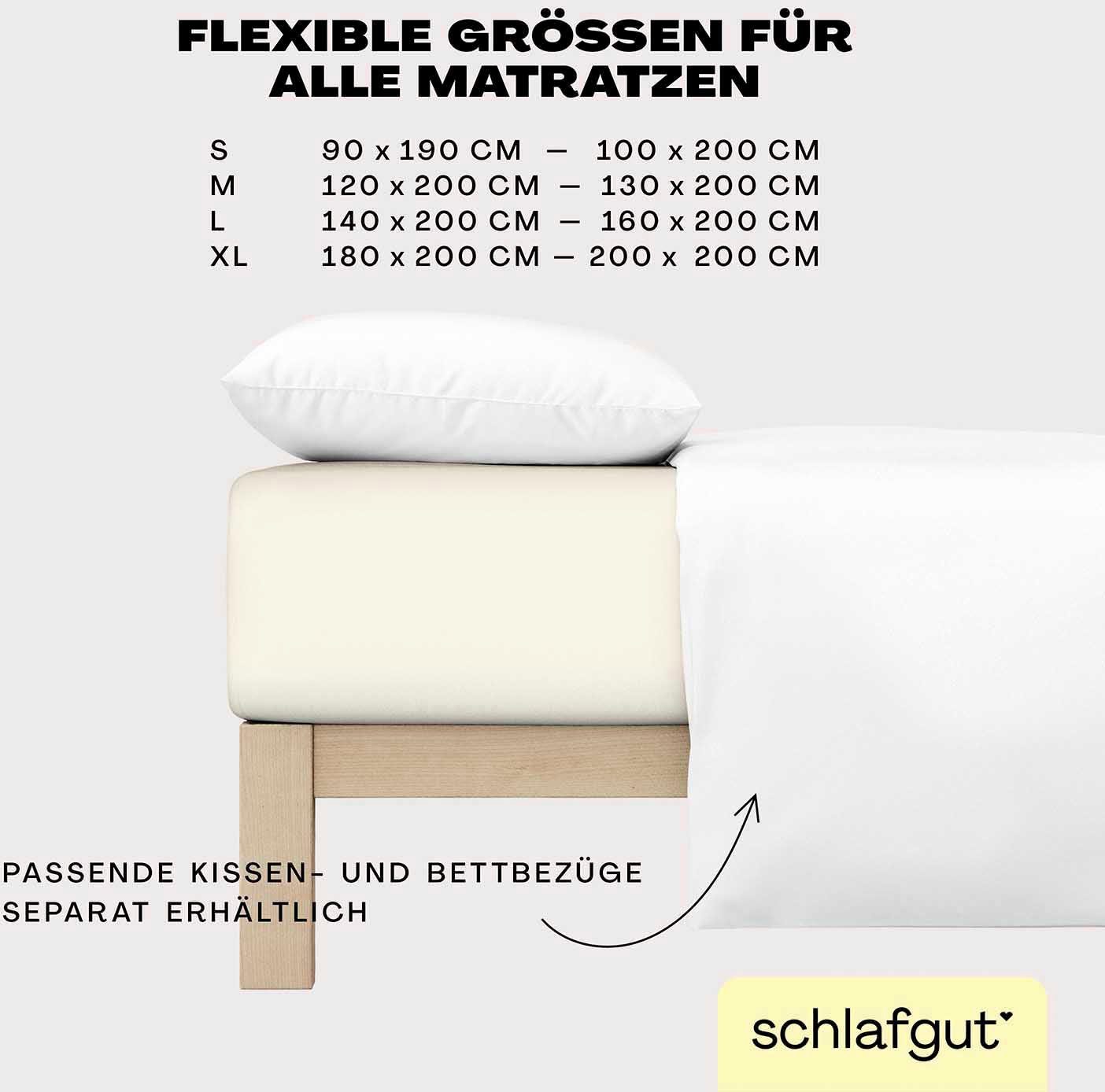 Schlafgut Hoeslaken EASY van 100% katoen, zacht & absorberend, merk-beddengoed voor matrassen tot 22 cm hoogte, in 90x200, 140x200 of 180x200 cm (1 stuk)