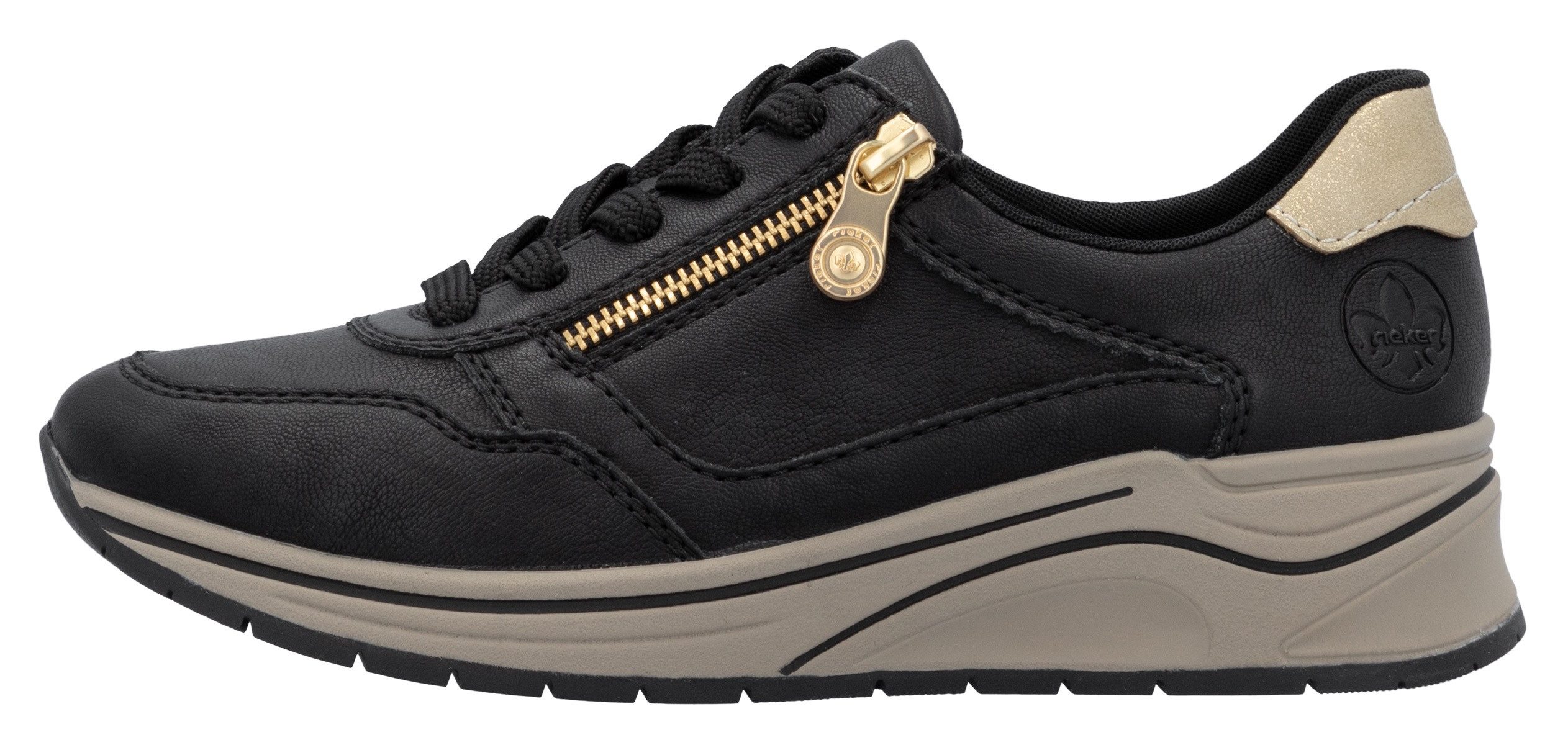 Rieker Sneakers met sleehak , lage schoen, veterschoen, vrijetijdsschoen met zachte inlegzool