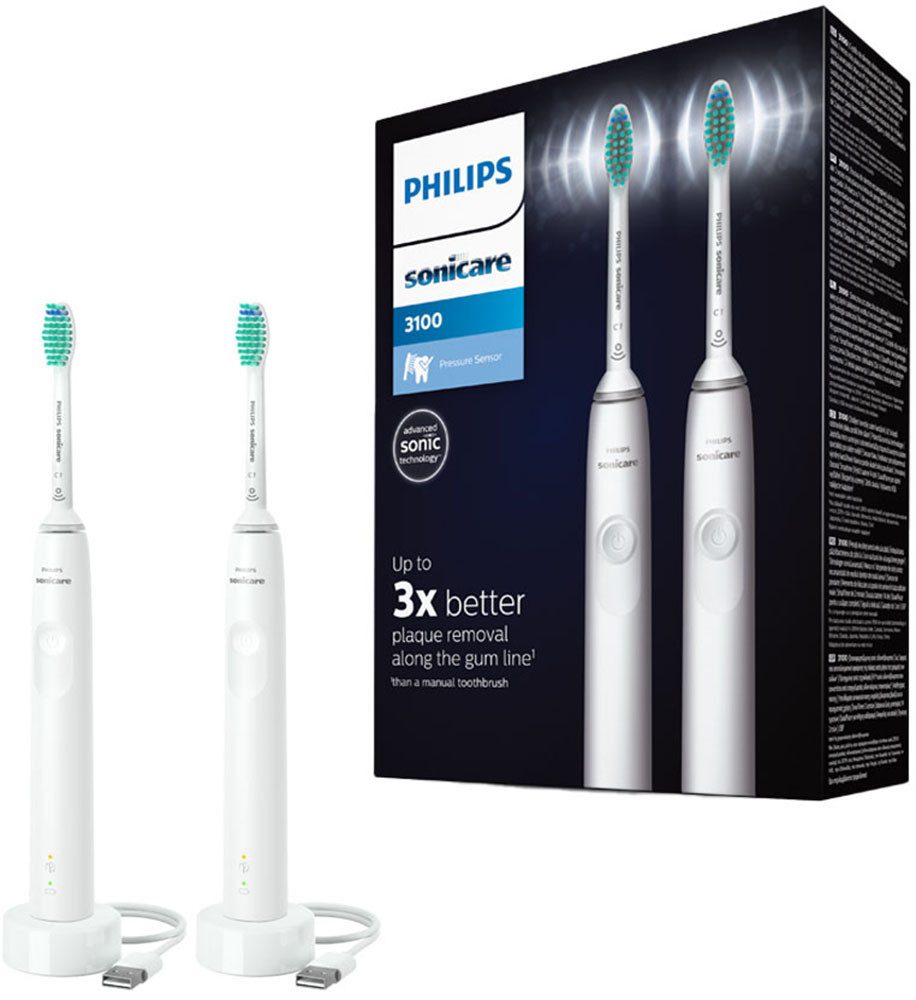 Philips Sonicare Elektrische tandenborstel HX3675/13 Dubbelpack, met 4-kwadrantentimer en 2-minutentimer