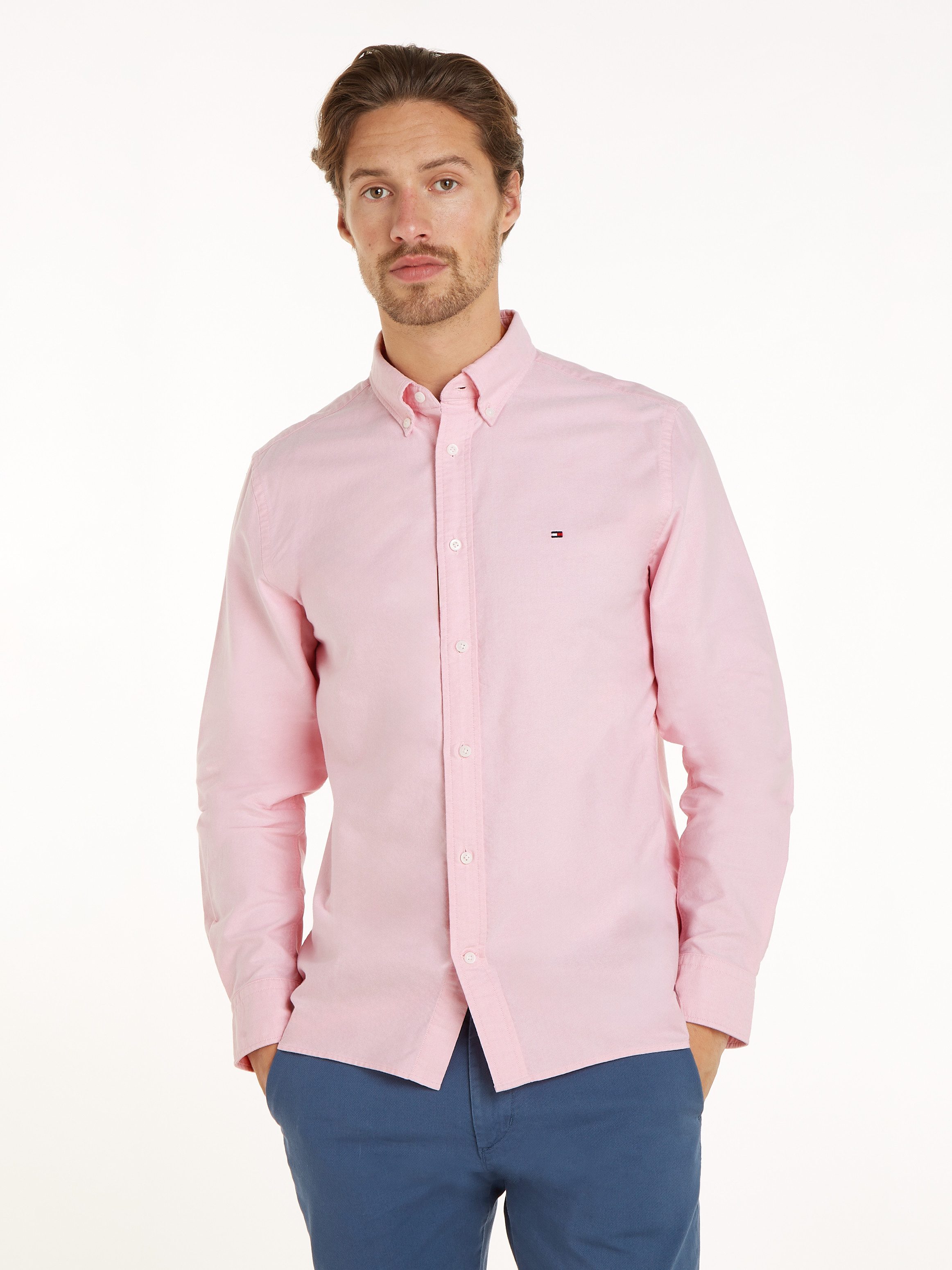 Tommy Hilfiger Overhemd met lange mouwen SOLID HERITAGE OXFORD RF SHIRT heren overhemden maat L roze