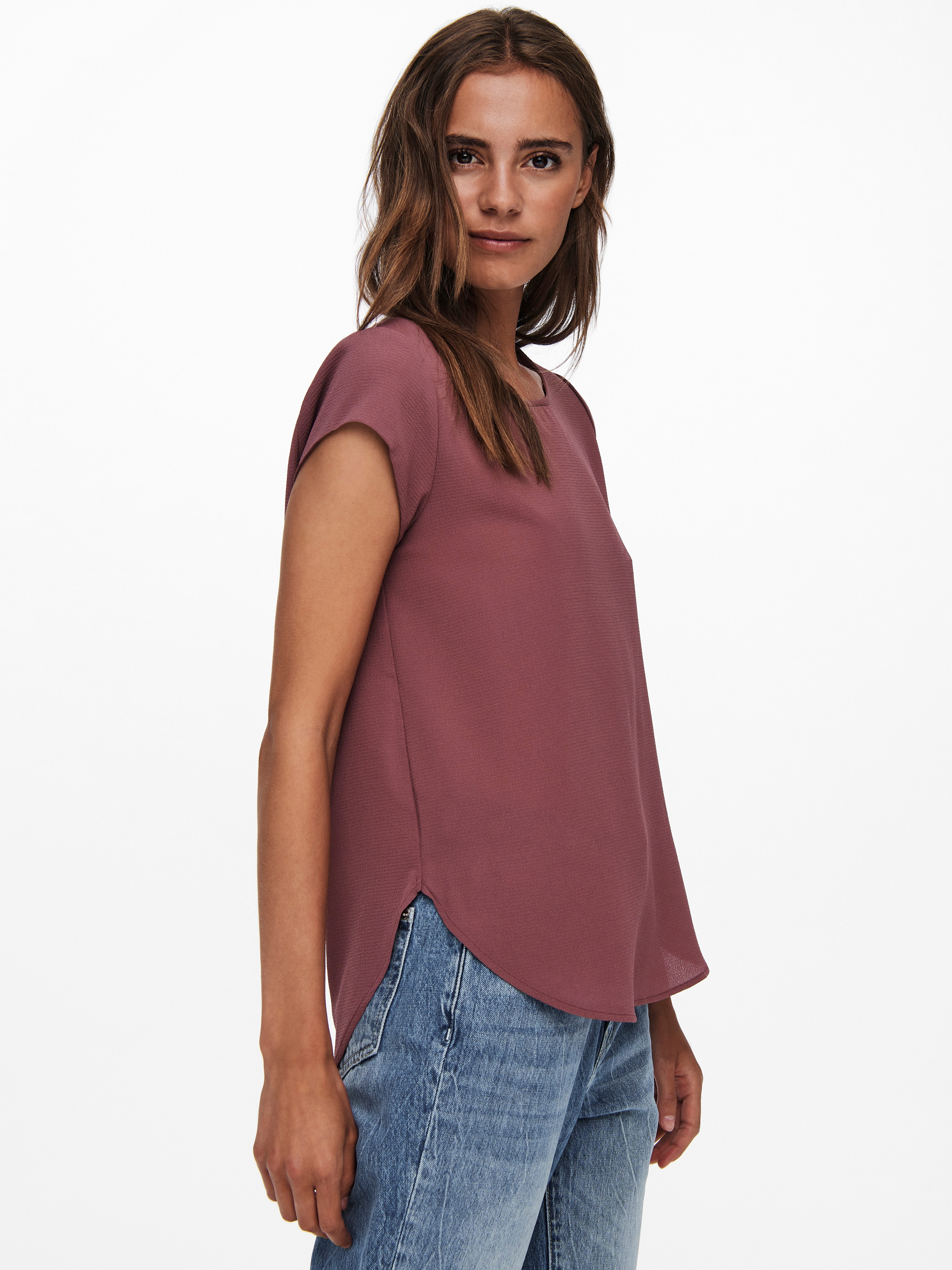 Only Blouse met korte mouwen ONLVIC S/S SOLID TOP NOOS PTM