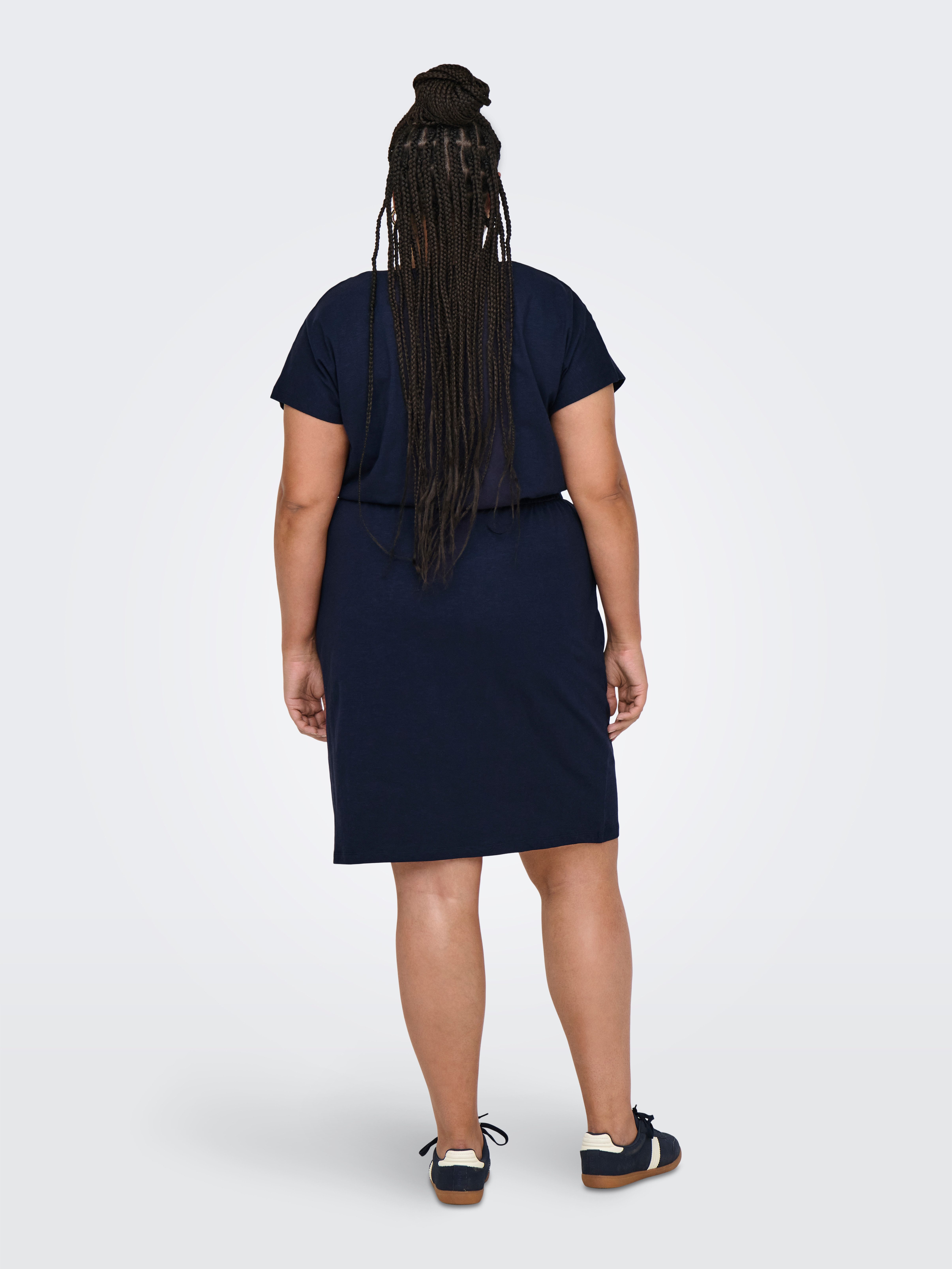 ONLY CARMAKOMA Jerseyjurk CARLILA S/L V-NECK KNEE DRESS JRS BS
