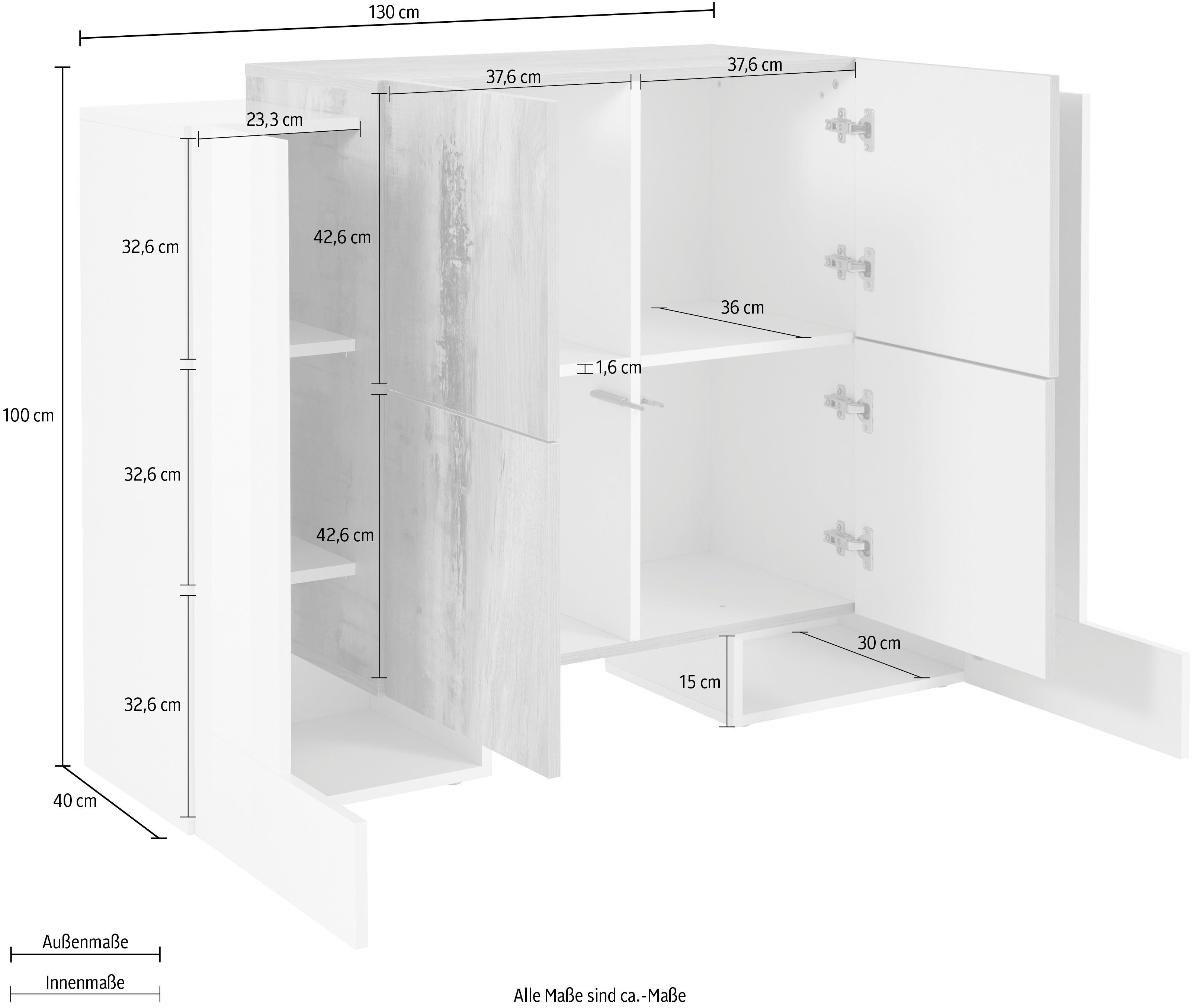 INOSIGN Dressoir Pillon Breedte 130 cm