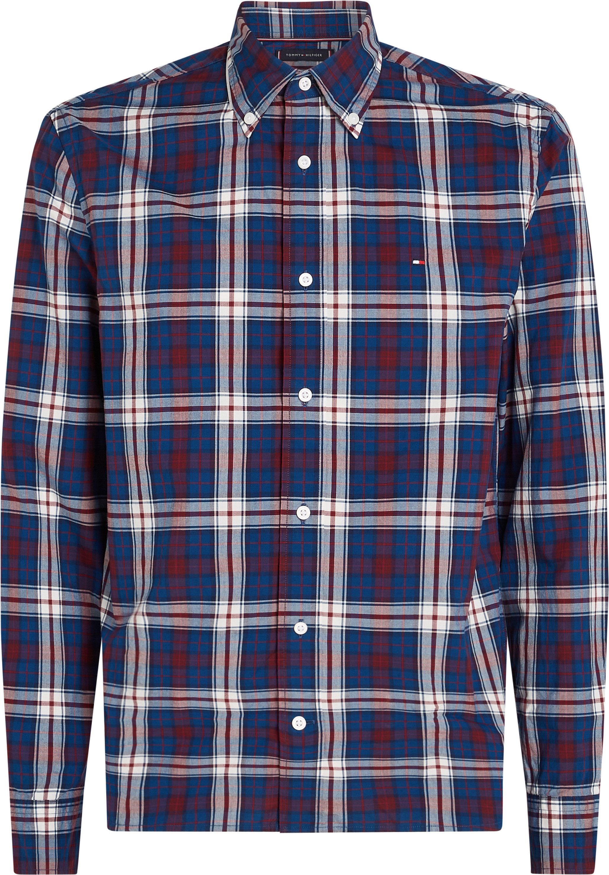 Tommy Hilfiger Overhemd met lange mouwen BT-FLEX POPLIN TMY TARTAN RF S-B in grote maten met logo-borduursel op borsthoogte