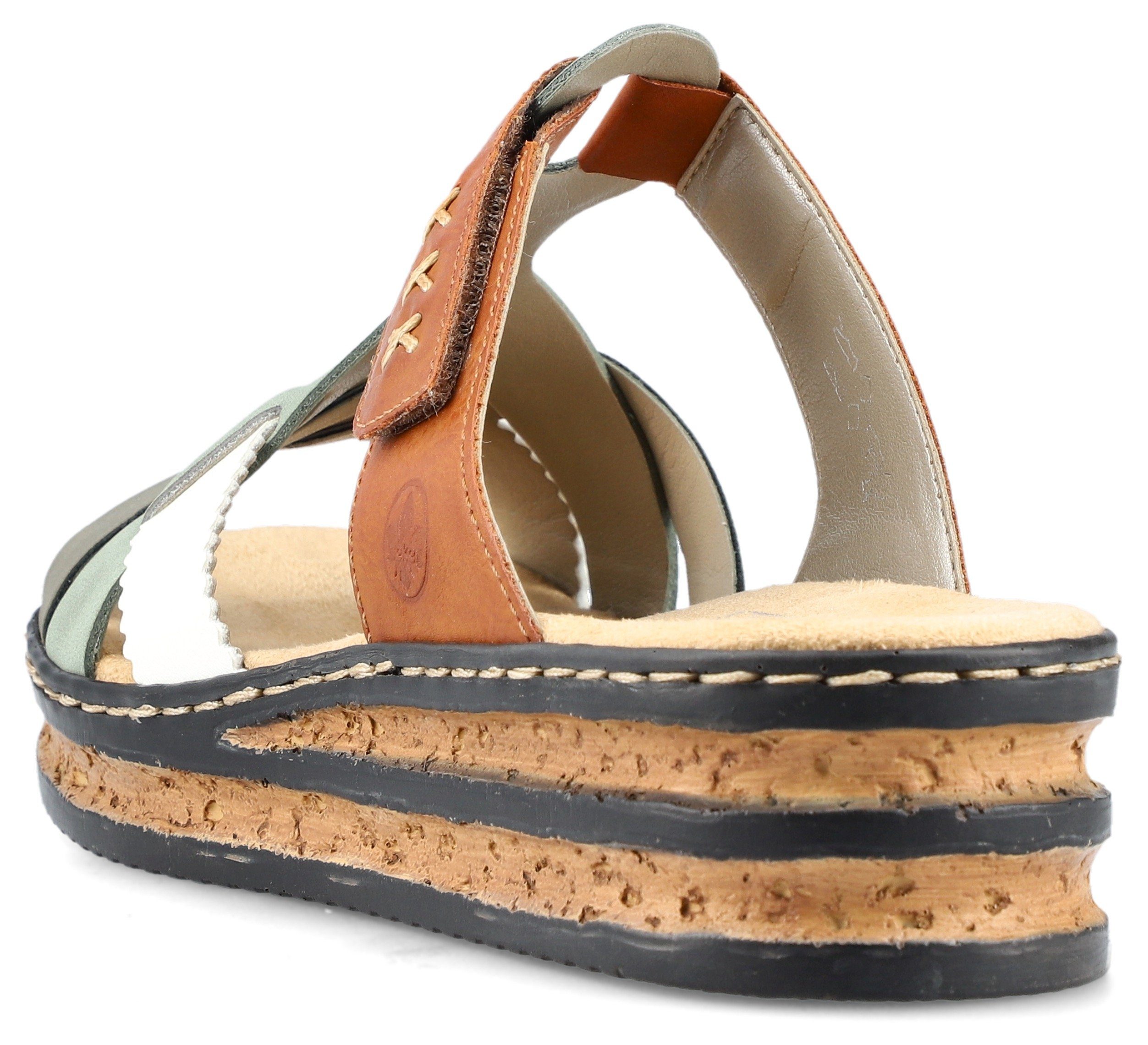 Rieker Slippers sleehak, zomerschoen, pantoffels met praktisch klittenband