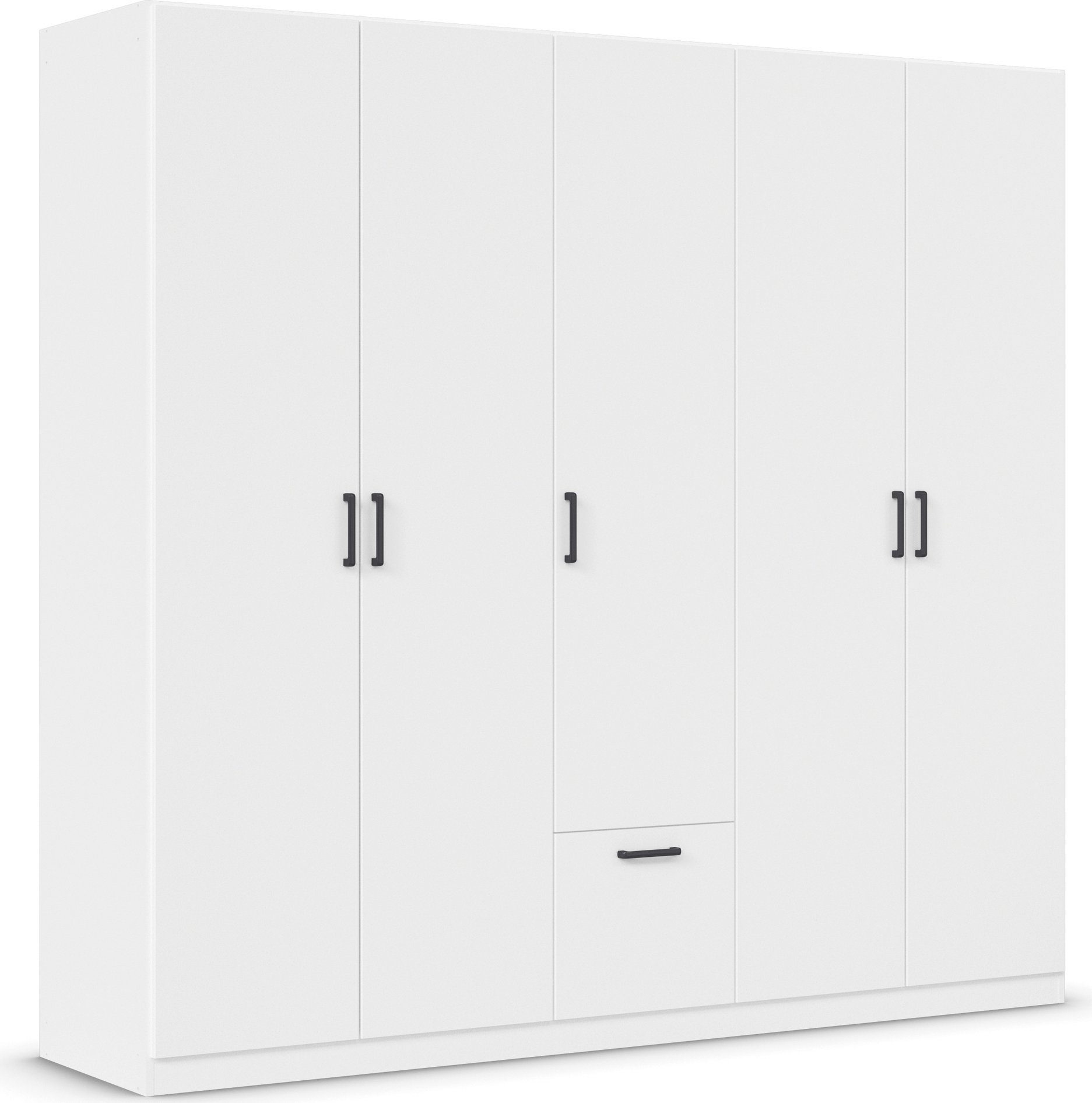 rauch Draaideurkast Kledingkast kast garderobe waskast BARI met lades in het midden, moderne greep in grijs metallic made in germany