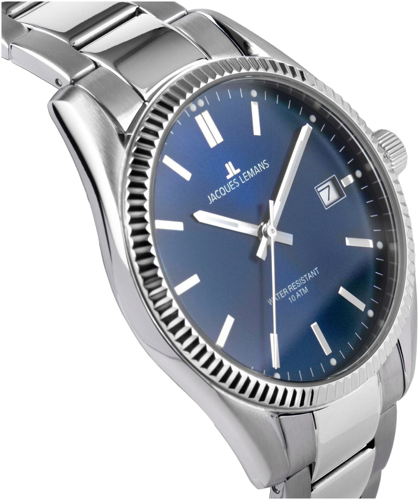 Jacques Lemans Kwartshorloge Derby Horloge, herenhorloge, dameshorloge, roestvrijstalen band, tot 10 bar waterdicht.