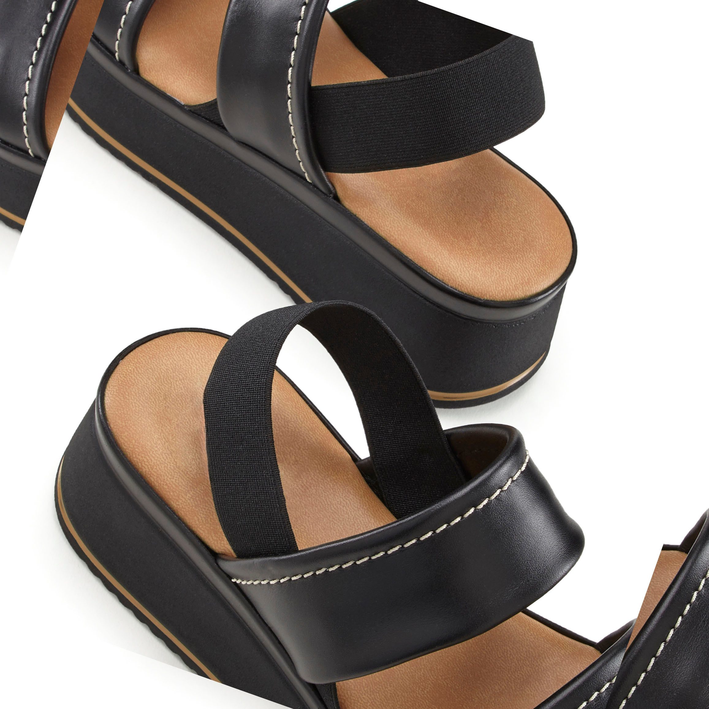 Lascana Plateausandaaltjes Zomerschuh, sandalen, bandjesandalen, open schoen, Sandalette van leer met modieus comfortabele plateausole