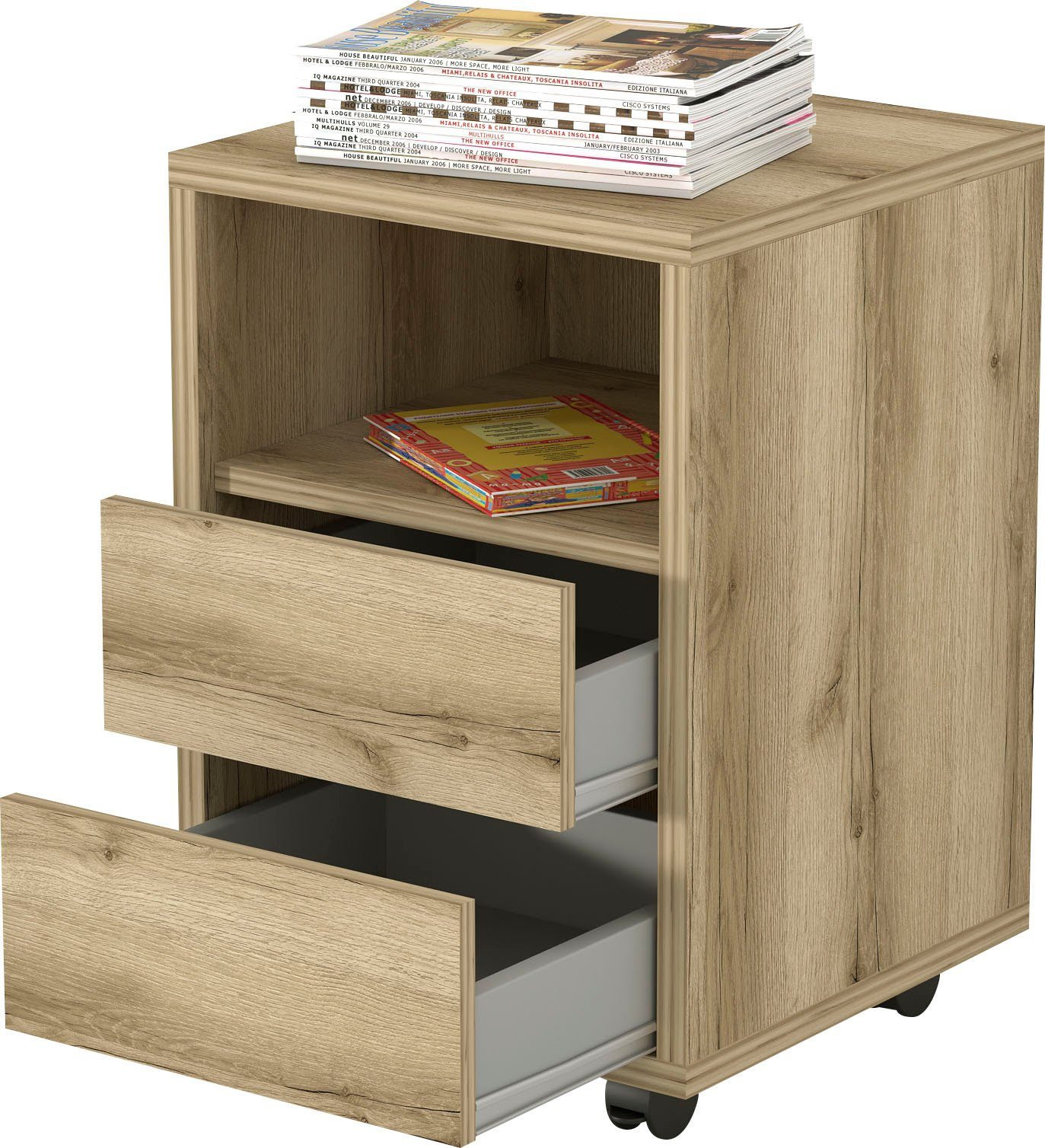INOSIGN Kastje op wieltjes AGAPI Bureau ladeblok in modern design, 40 x 40 x 62 cm, 2 laden nachtkastjes beige