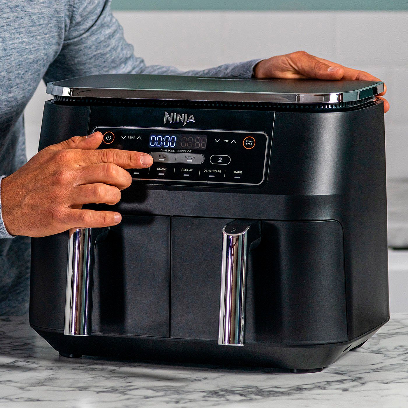 NINJA Airfryer Foodi Dual Zone AF300EU 0,9 kg capaciteit per stuk incl. 2 krokante schalen