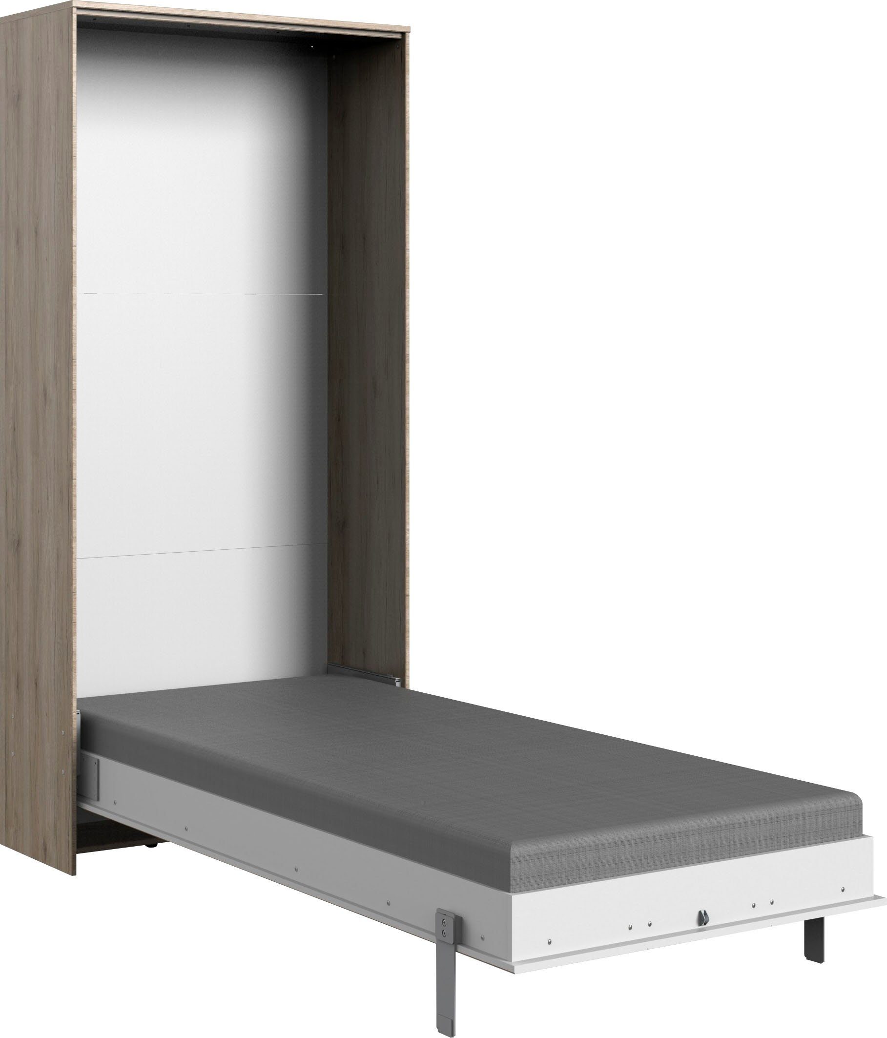 Wimex Verticaal opklapbed Juist kastklapbed logeerbed verticaal opklapbaar, 3 ligplaatsen, met lattenbodem, made in germany bedden wit