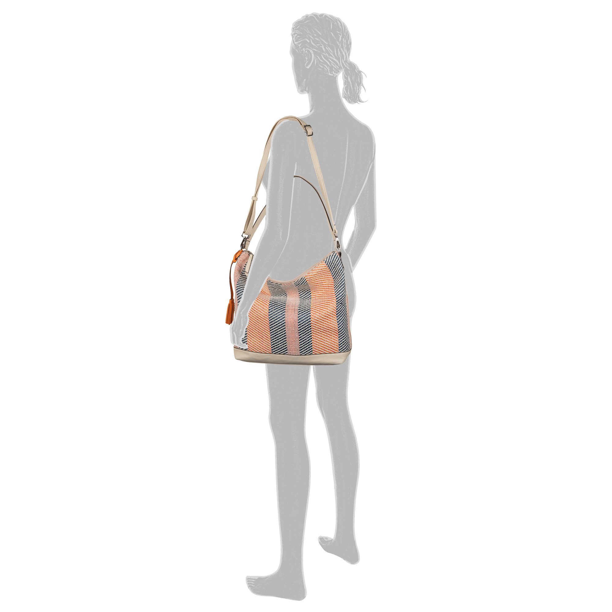 Gabor Hobo-tas Annett in bamboe-look bezet met glad kunstleer en een franjes hanger