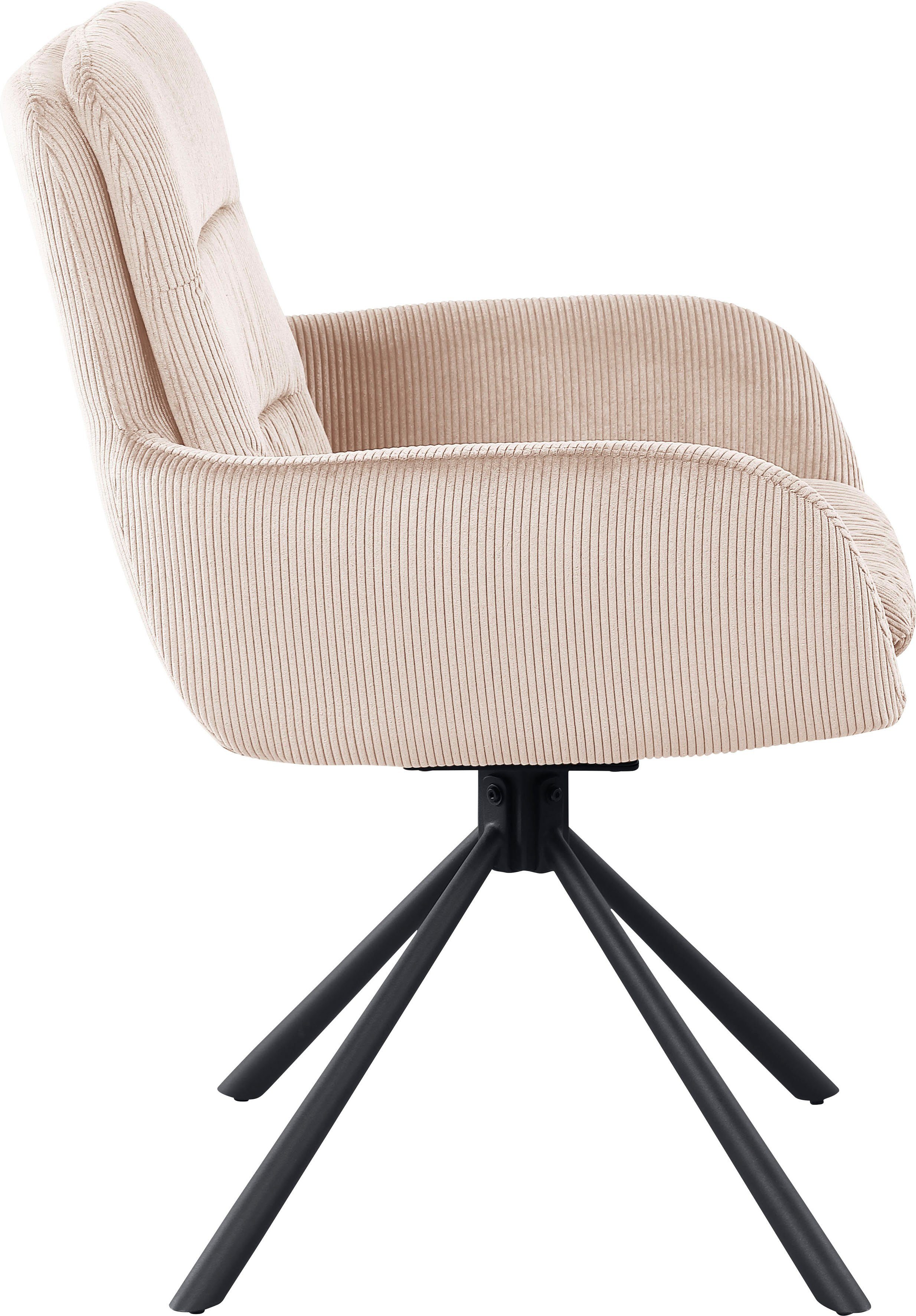 SalesFever Eetkamerstoel Pizzo armstoel Eetkamerstoel met cordstof, 360° draaifunctie (1 stuk)
