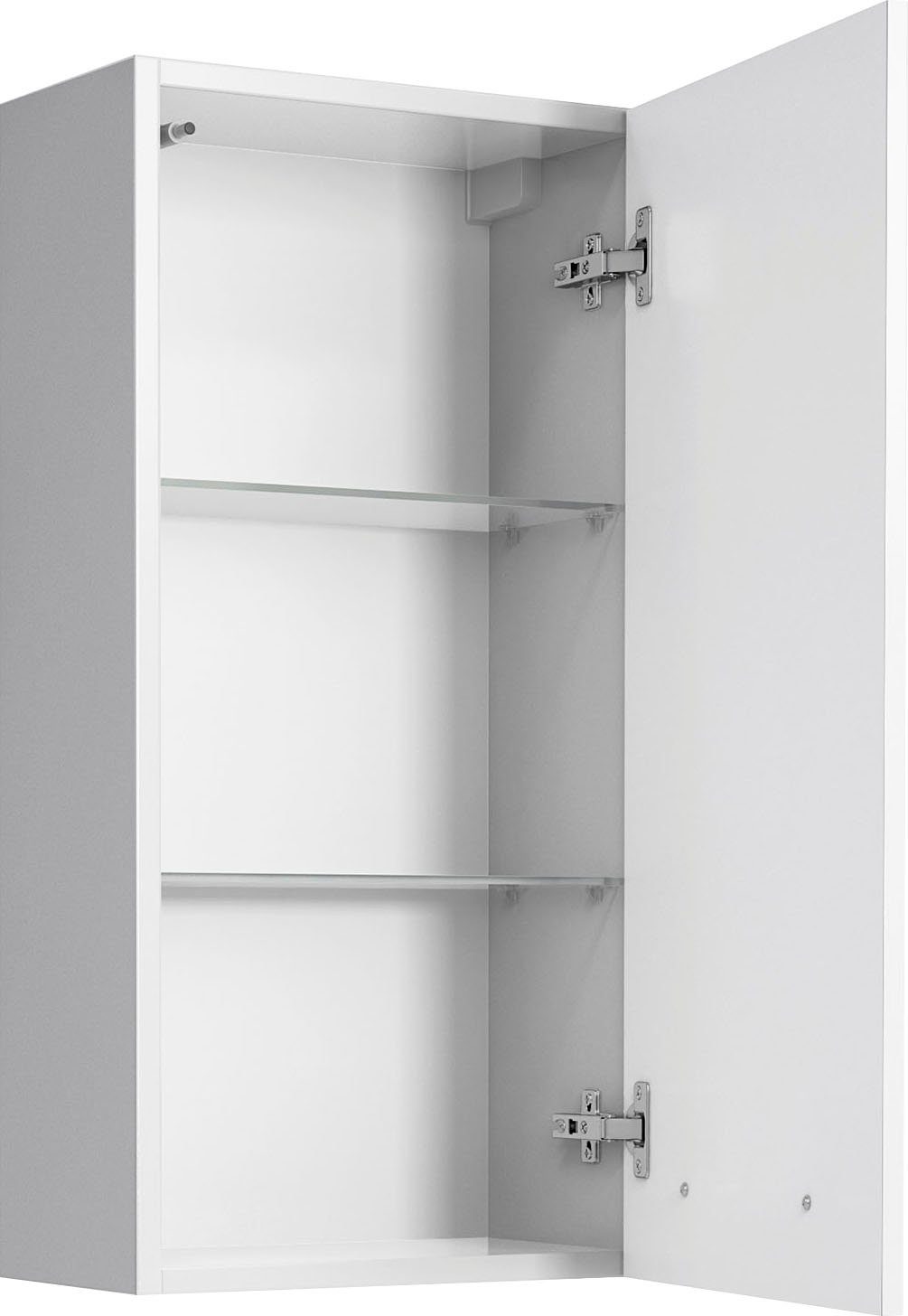 Saphir Hangend kastje Quickset wand-badkast 35 cm breed met 1 deur, 2 legplanken Badkamer-hangend kastje inclusief deurdemper, grepen in glanzend chroom