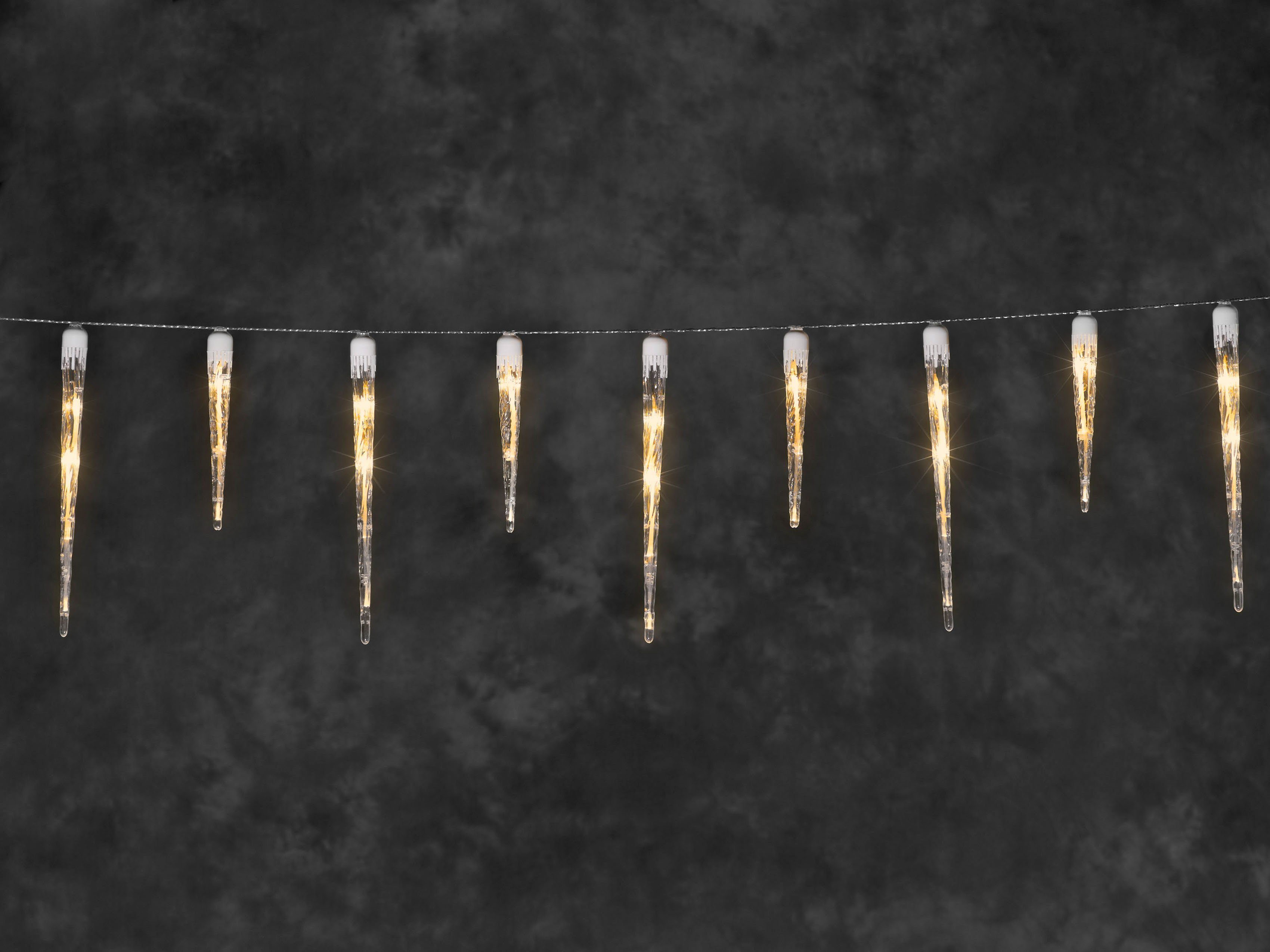 KONSTSMIDE Led-lichtgordijn Kerstversiering buiten Led ijspegels lichtgordijn, 16 dennenappels, 24 amberkleurige dioden (1 stuk)