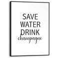 reinders! wanddecoratie save water, drink champagne engelse tekst - citaat (1 stuk) zwart