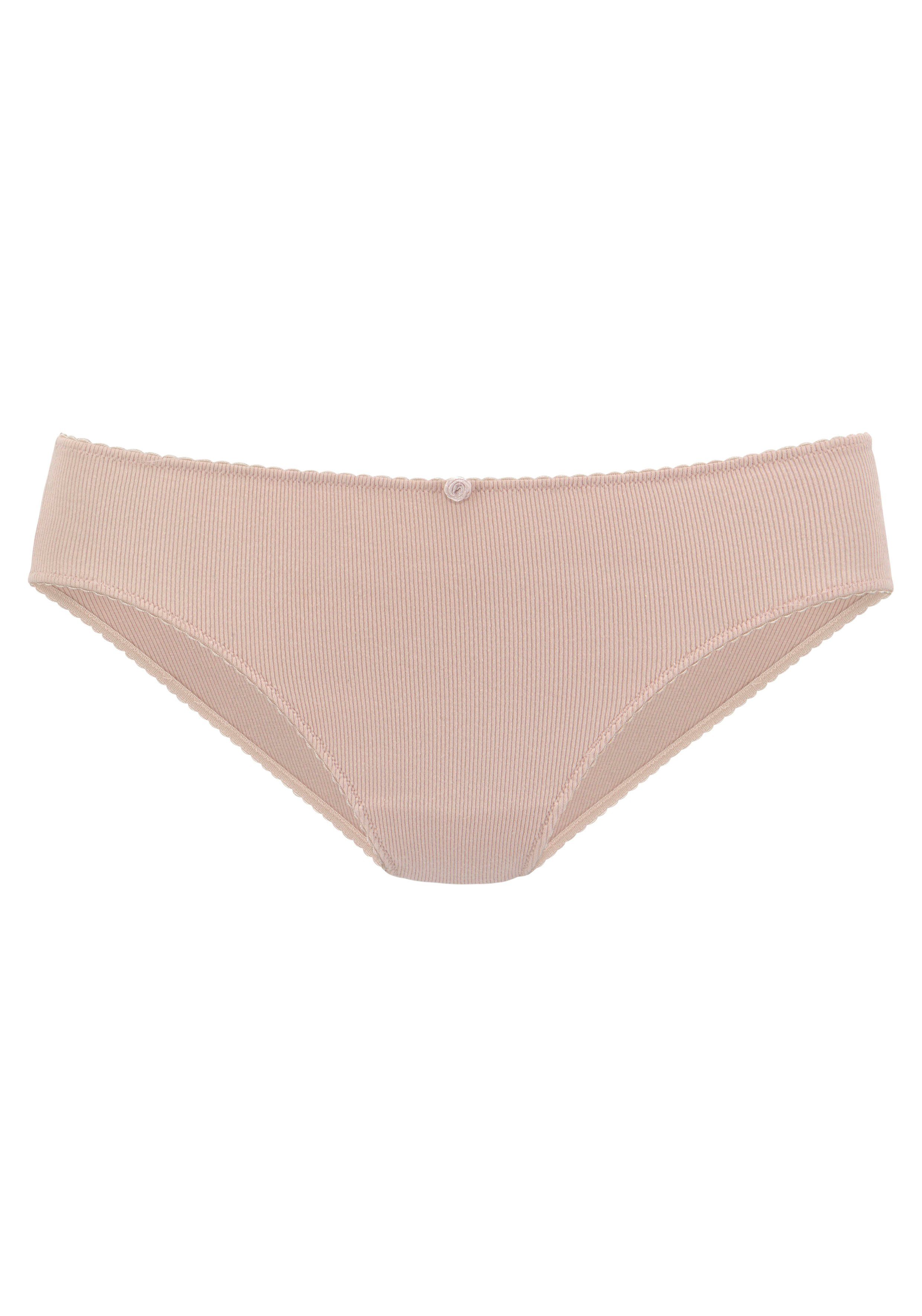 Vivance Jazz-hipsters van zachte en elastische ribstof met delicate roosjes vooraan (3 stuks)